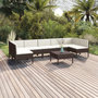 Voir la diapositive 1 : VIDAXL Salon de jardin 8 pcs avec coussins resine tressee marron