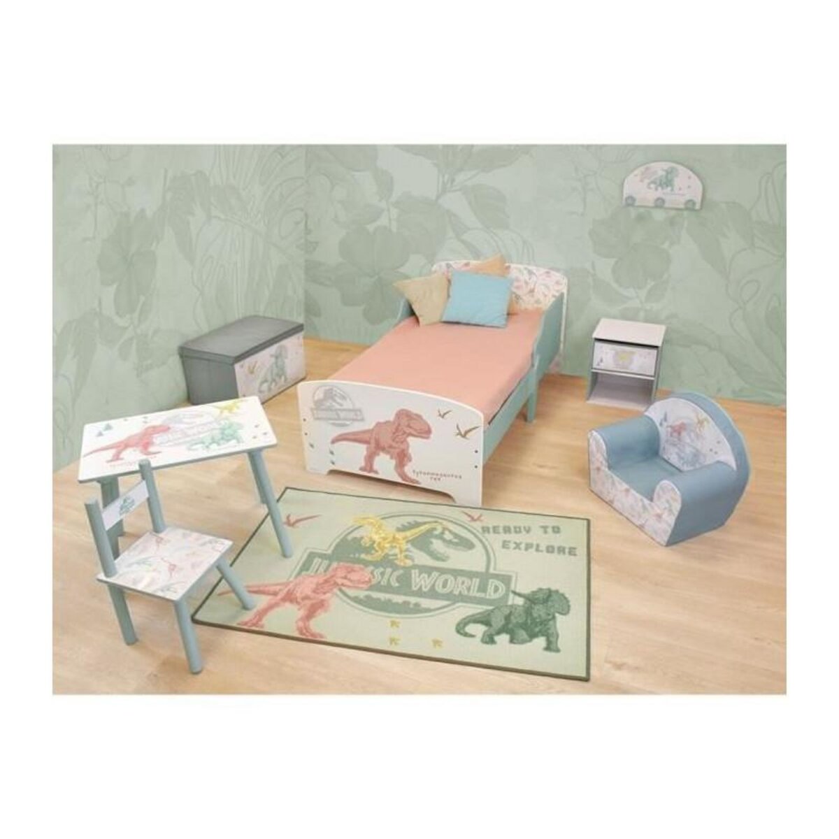 Fun House Chevet avec tiroir Dinosaures - Jurassic Word - FUN HOUSE - H.36 X L.33 X P.30 cm