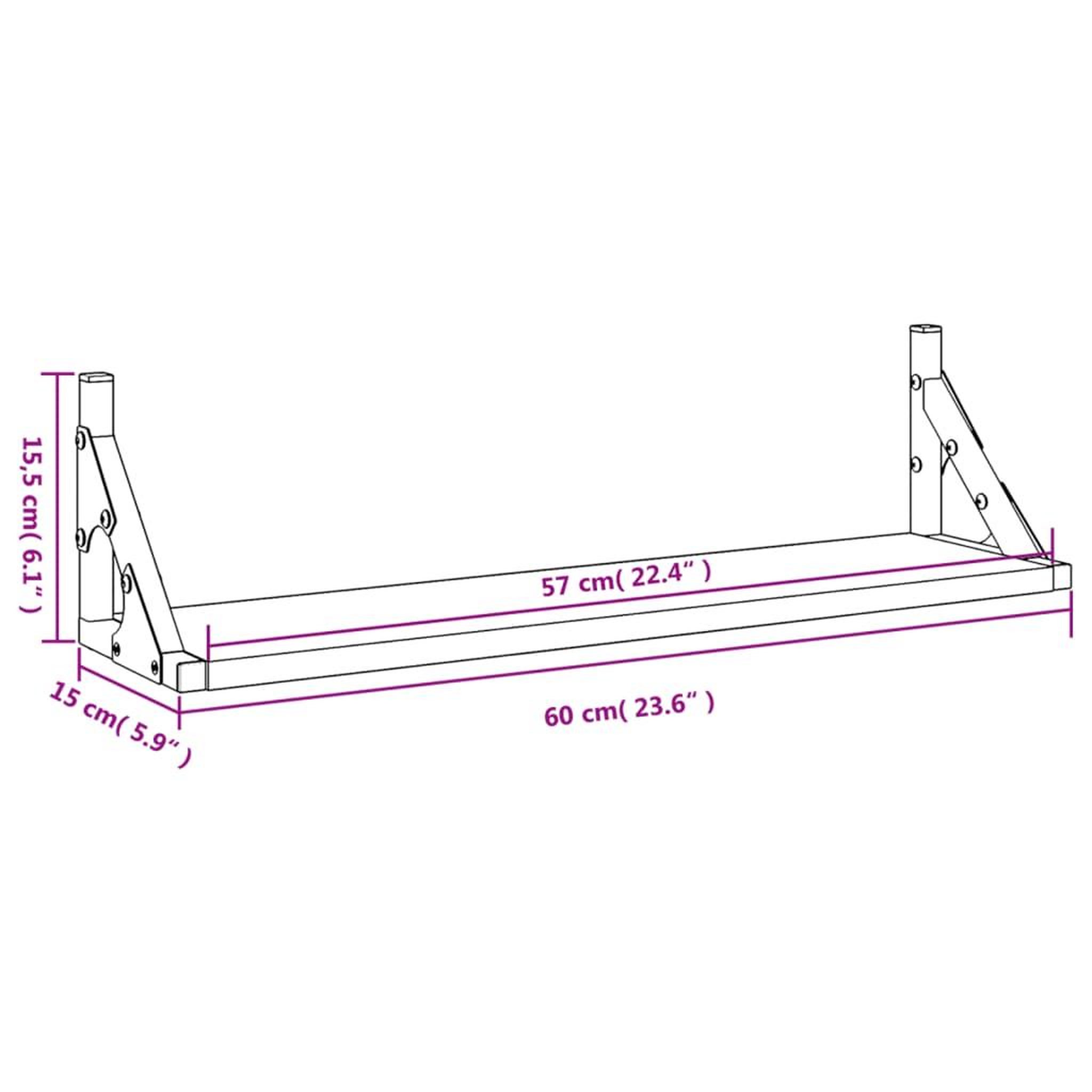 Voir la diapositive 6 : VIDAXL Etageres murales 2 pcs chene sonoma 60x15x15,5 cm