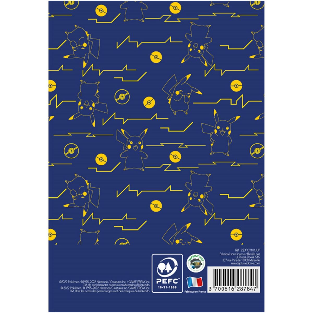 NINTENDO Agenda scolaire journalier 12x17cm souple bleu Pokémon 2022-2023