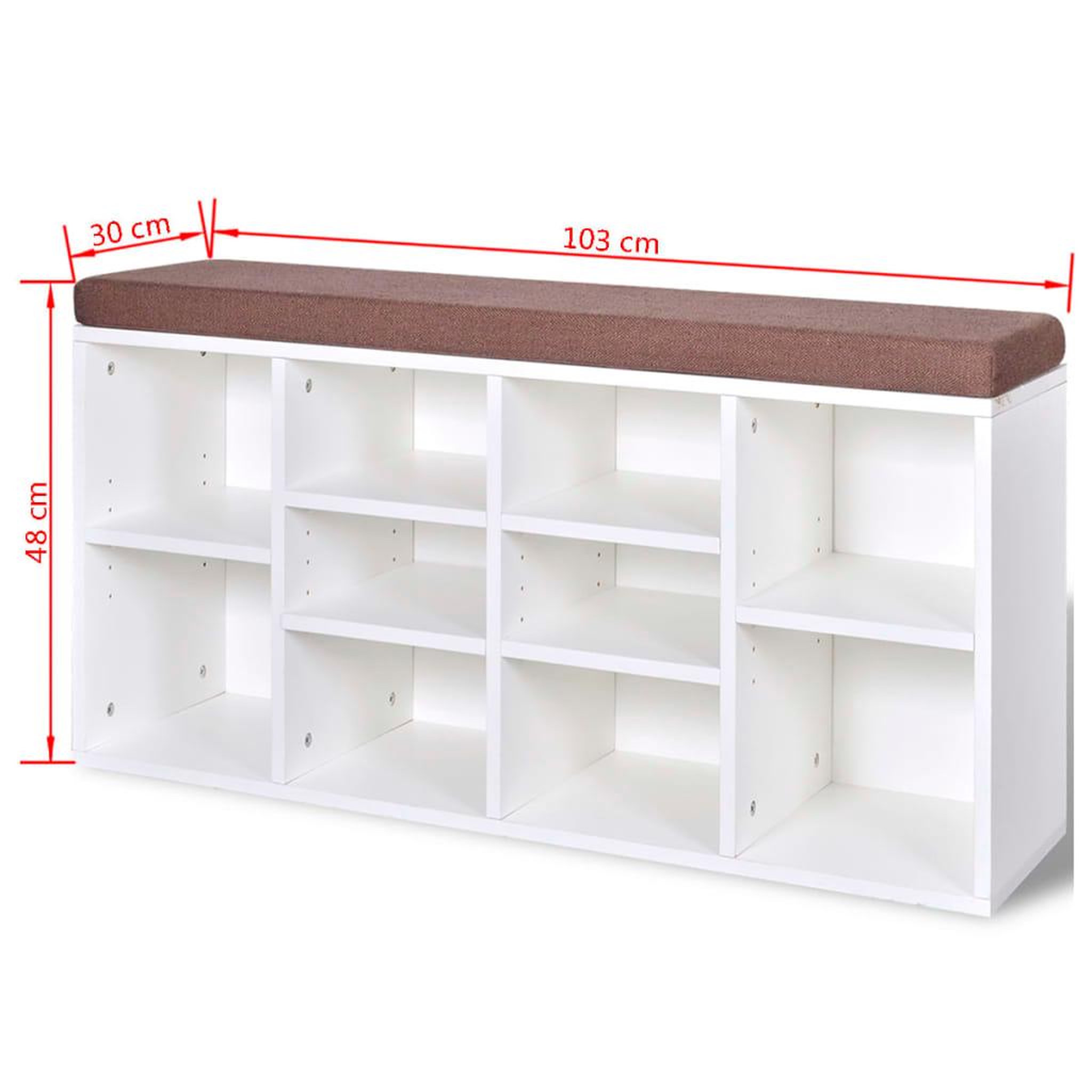 Voir la diapositive 5 : VIDAXL Banc de rangement a chaussures 10 compartiments Blanc