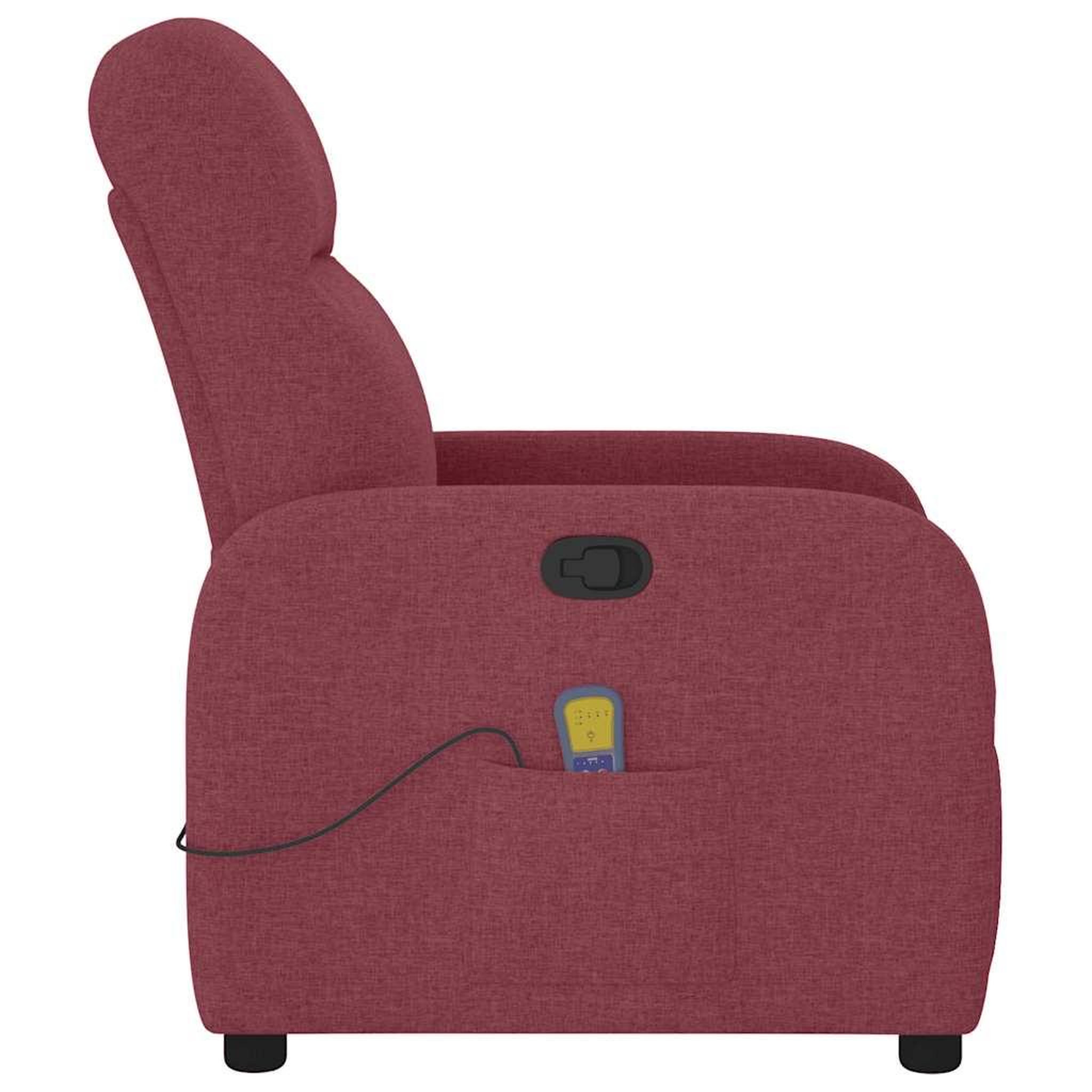 Voir la diapositive 4 : VIDAXL Fauteuil de massage inclinable Rouge bordeaux Tissu