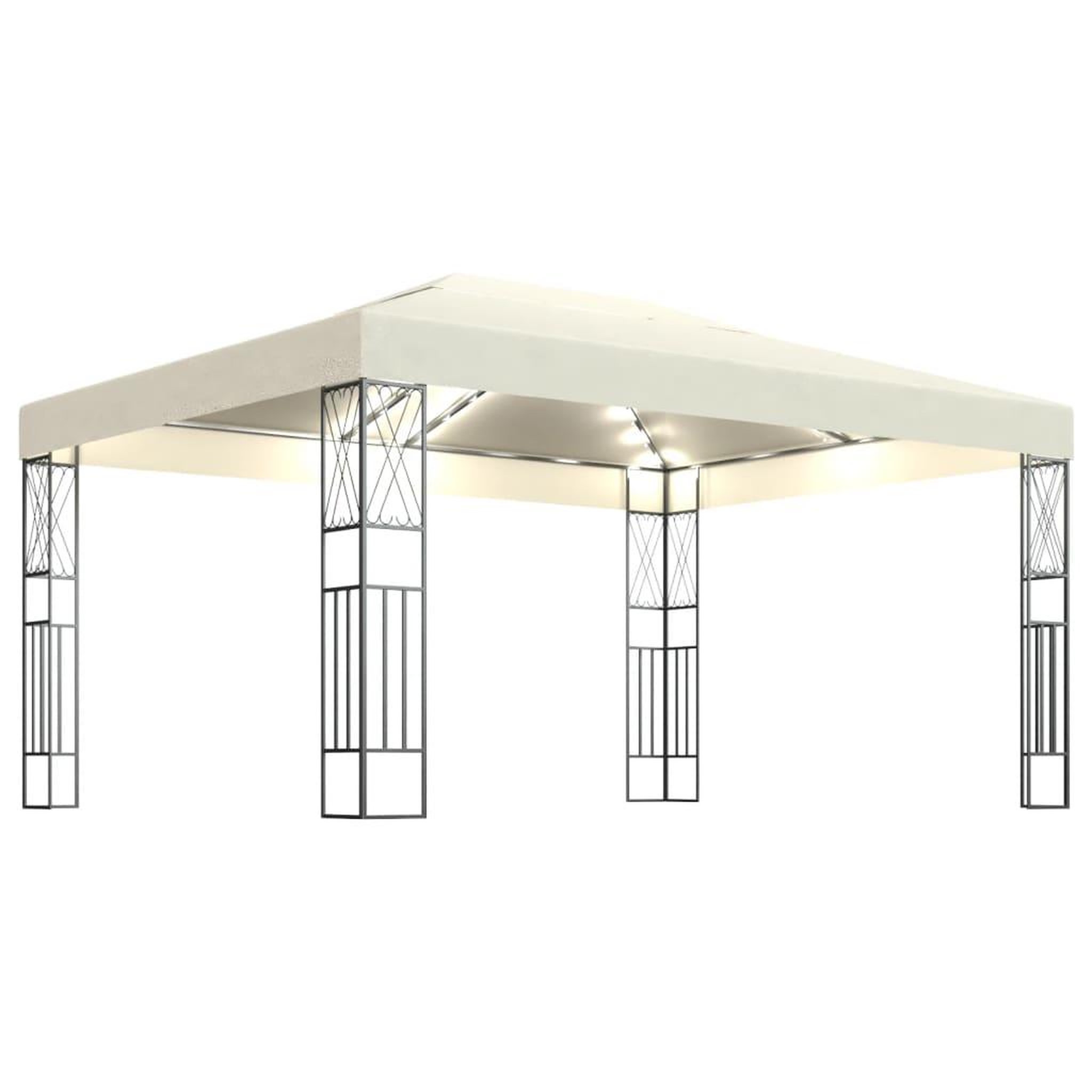 VIDAXL Tonnelle avec guirlande lumineuse a led 3x4 m creme tissu