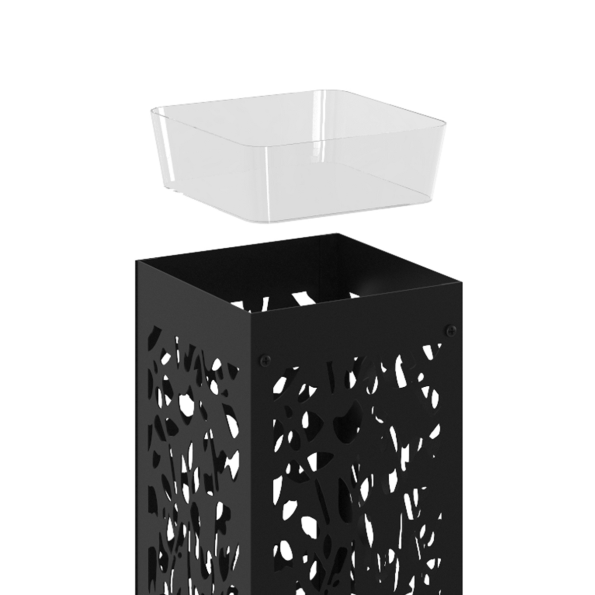 ID MARKET Porte parapluie FLOWER carré en acier noir hauteur 45 cm