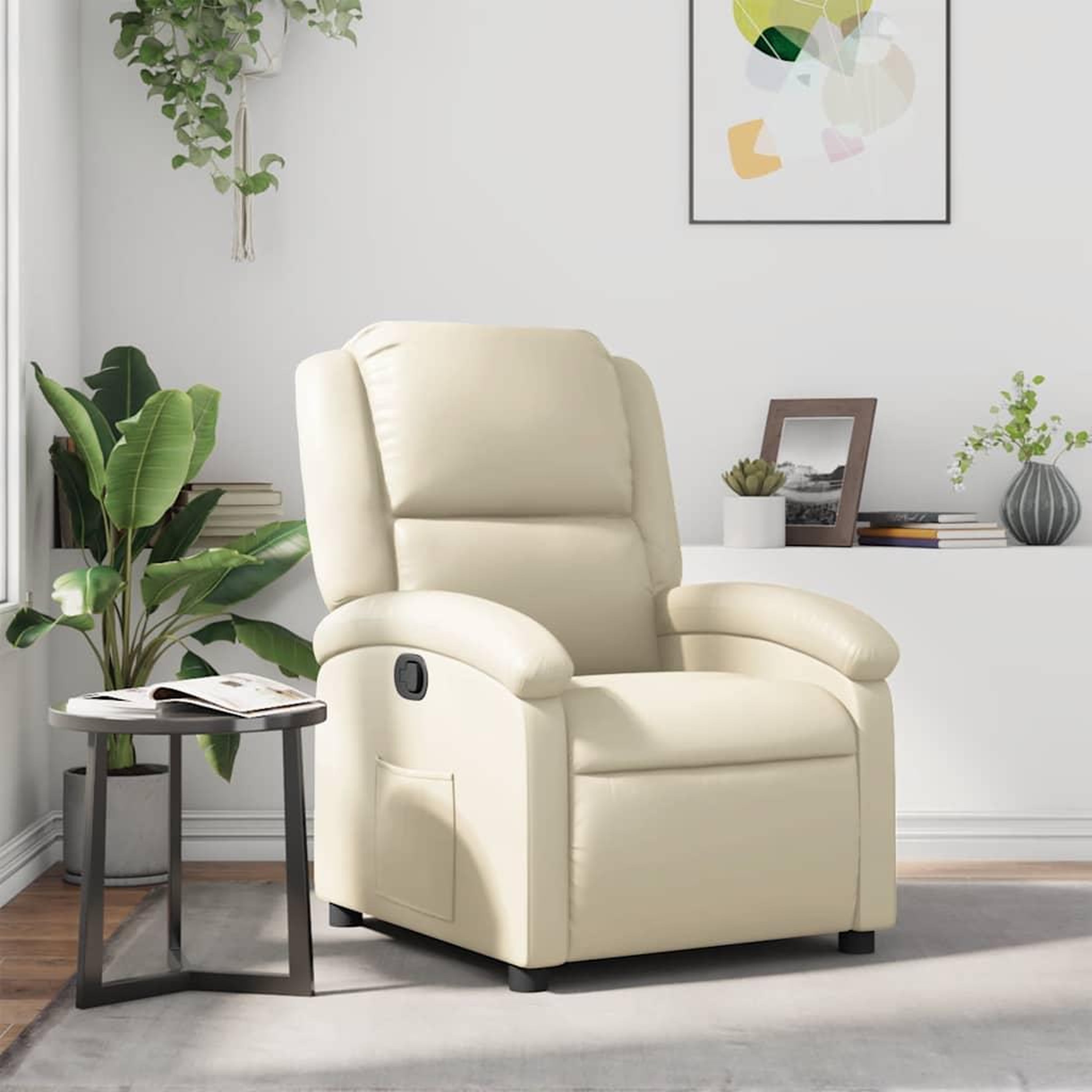 VIDAXL Fauteuil inclinable Creme Similicuir