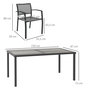 Voir la diapositive 3 : OUTSUNNY Ensemble salon de jardin 6 places 7 pièces avec table à manger acier textilène aspect bois gris