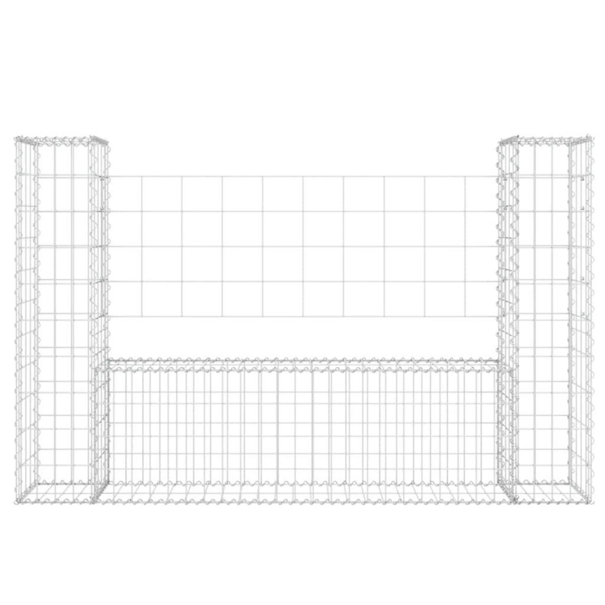 VIDAXL Panier de gabion en forme de U avec 2 poteaux Fer 140x20x100 cm