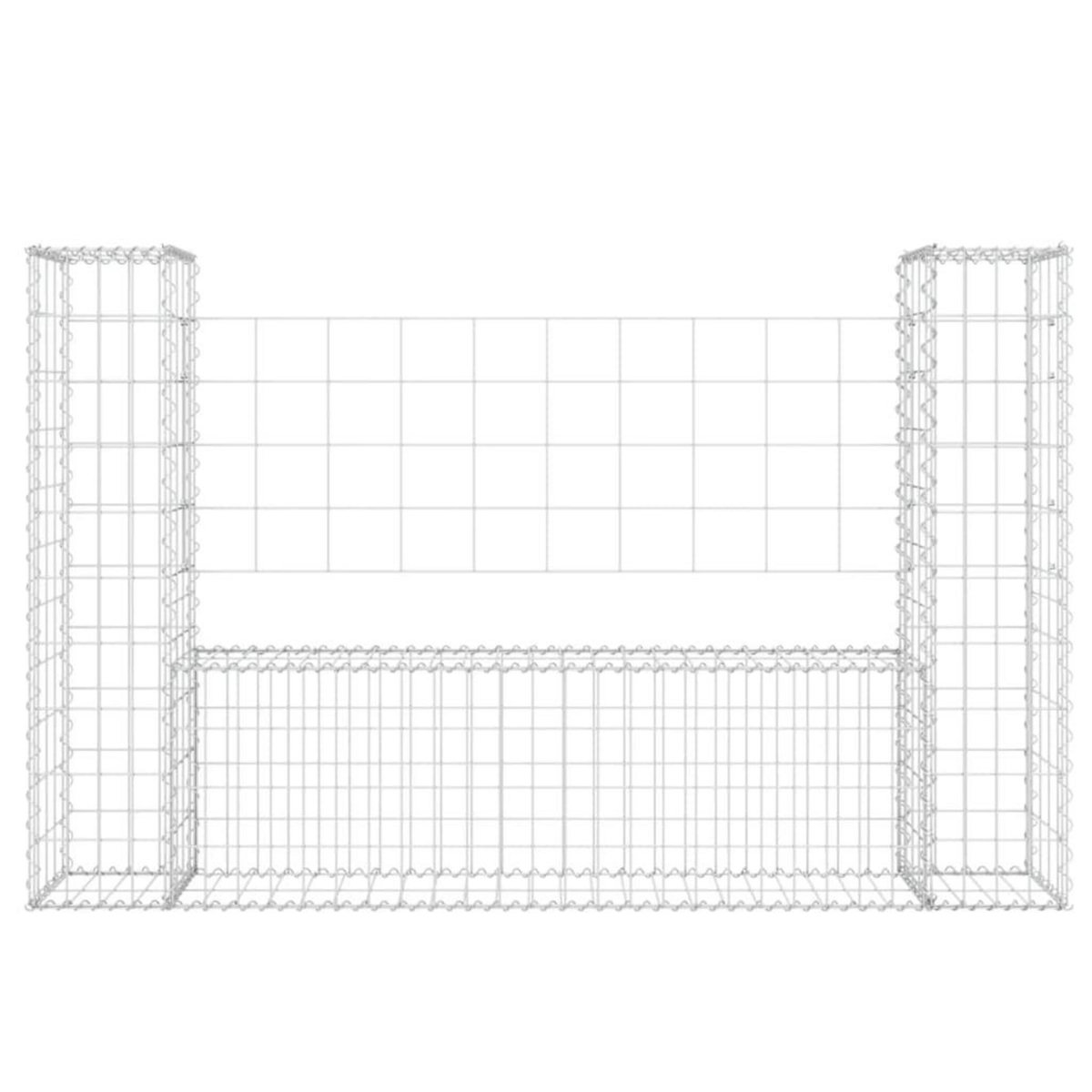 VIDAXL Panier de gabion en forme de U avec 2 poteaux Fer 140x20x100 cm