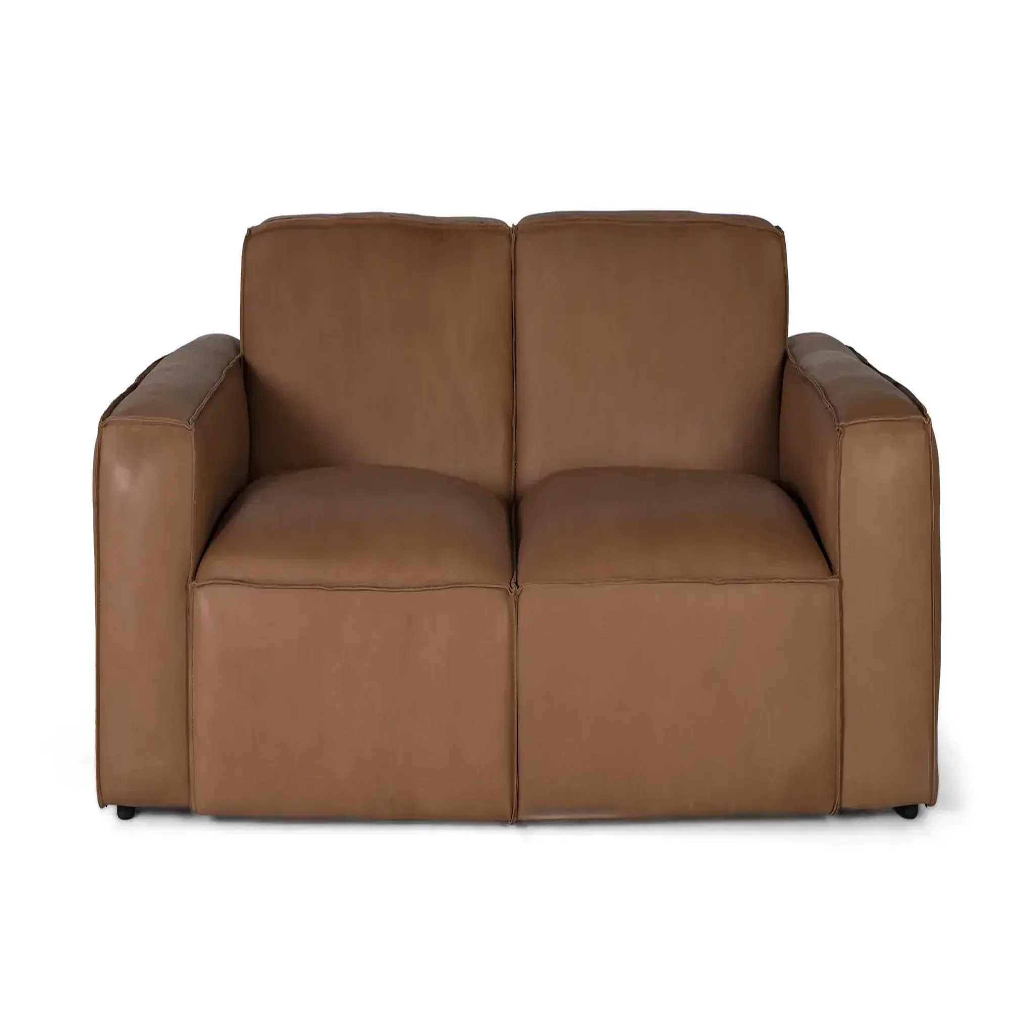 GINER Y COLOMER SL Canapé en cuir naturel, structure en bois 224cm style moderne contemporain