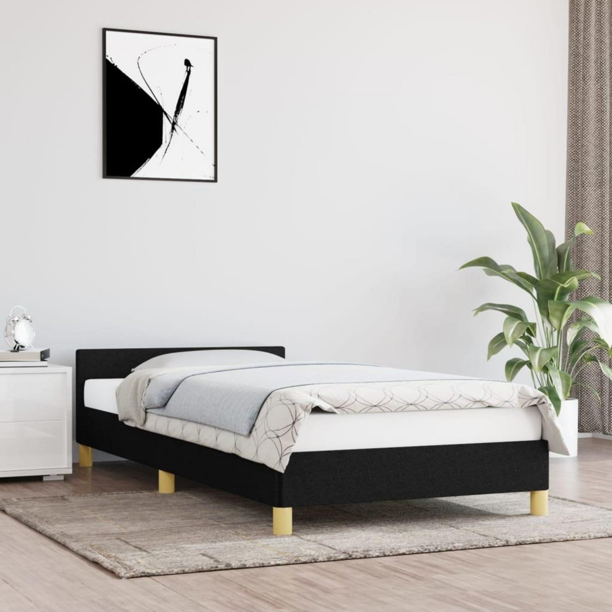 VIDAXL Cadre de lit avec tete de lit sans matelas noir 80x200 cm tissu