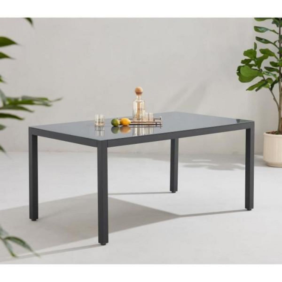 MARKET24 Ensemble repas de jardin : Table 160 cm + 6 chaises - Structure en aluminium - Gris anthracite