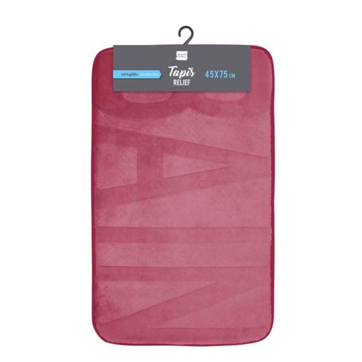 Paris Prix Tapis de Bain Microfibre  Relief  45x75cm Framboise