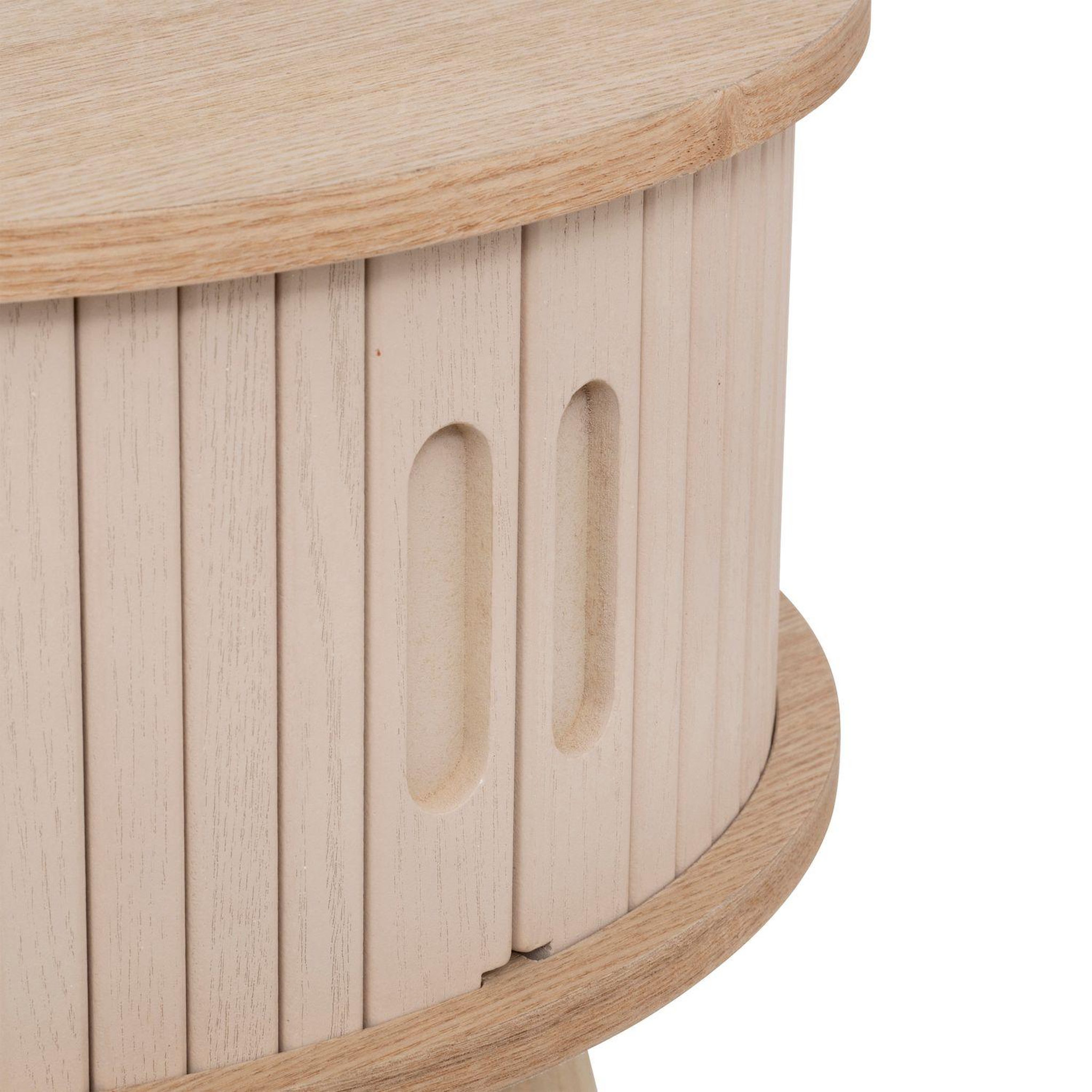 Voir la diapositive 4 : ATMOSPHERA Table basse ronde 2 portes en bois nyos - beige