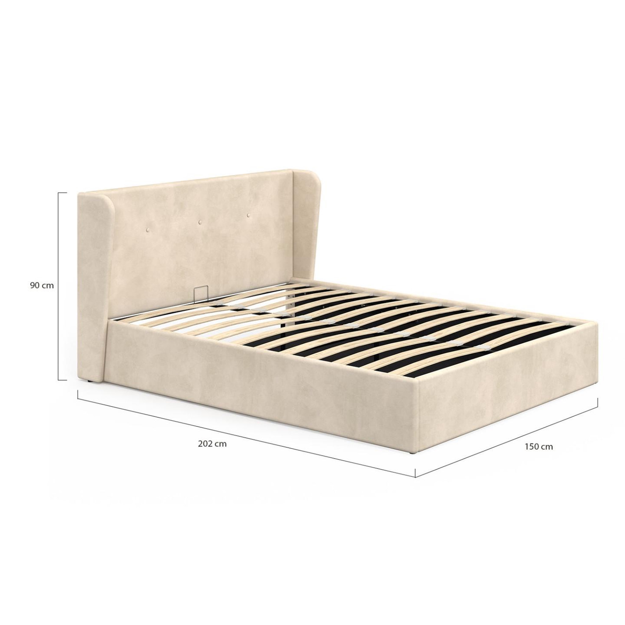 Voir la diapositive 5 : ID MARKET Lit coffre double orea avec tête de lit enveloppante et sommier 140 x 190 cm velours beige