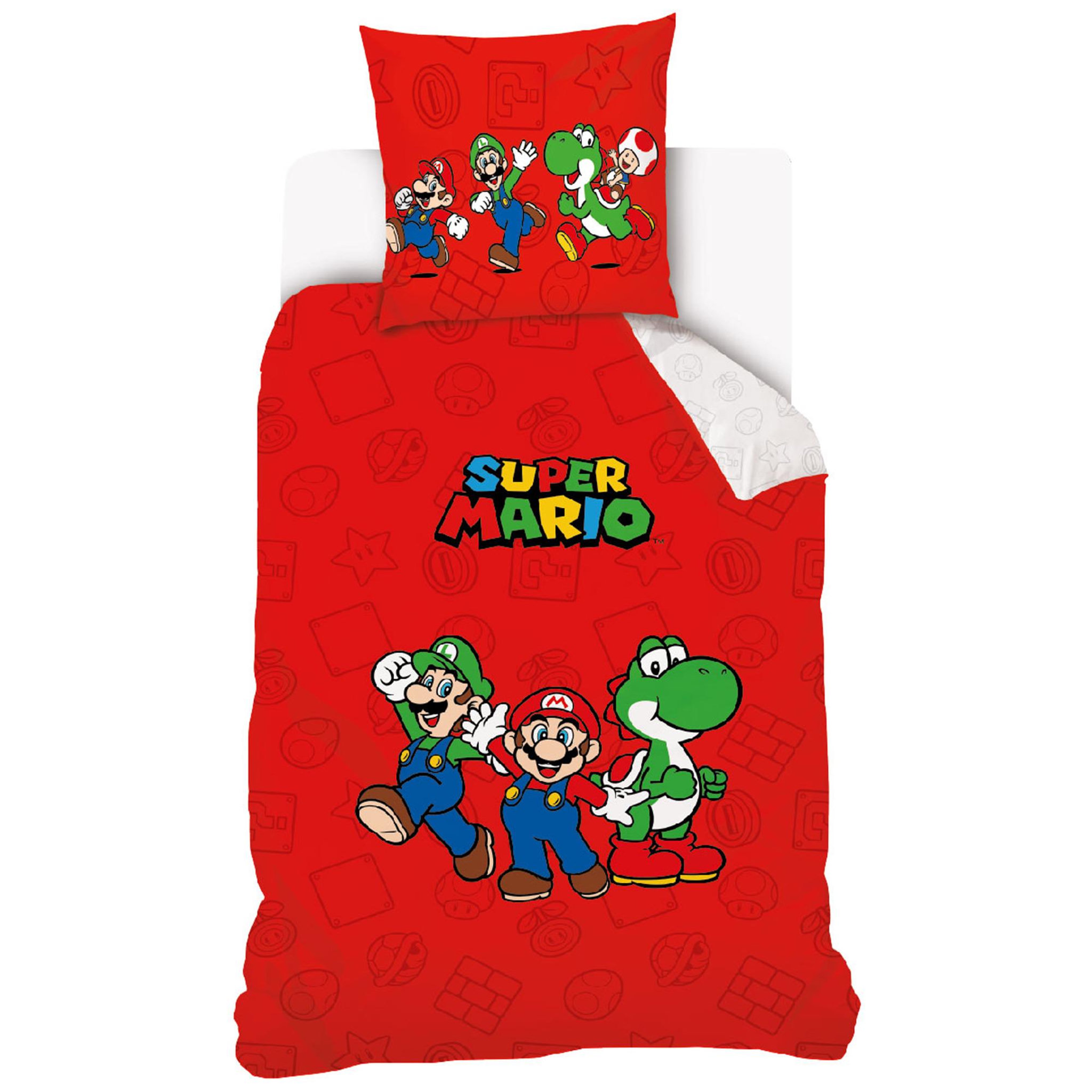 NINTENDO Parure de lit enfant 140x200 cm coton super marion bros rouge