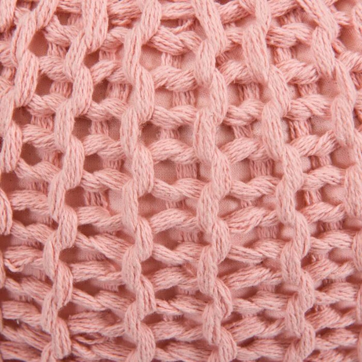 Rendez vous déco Pouf tricot rond en coton jaune moutarde D40 cm - Elisa