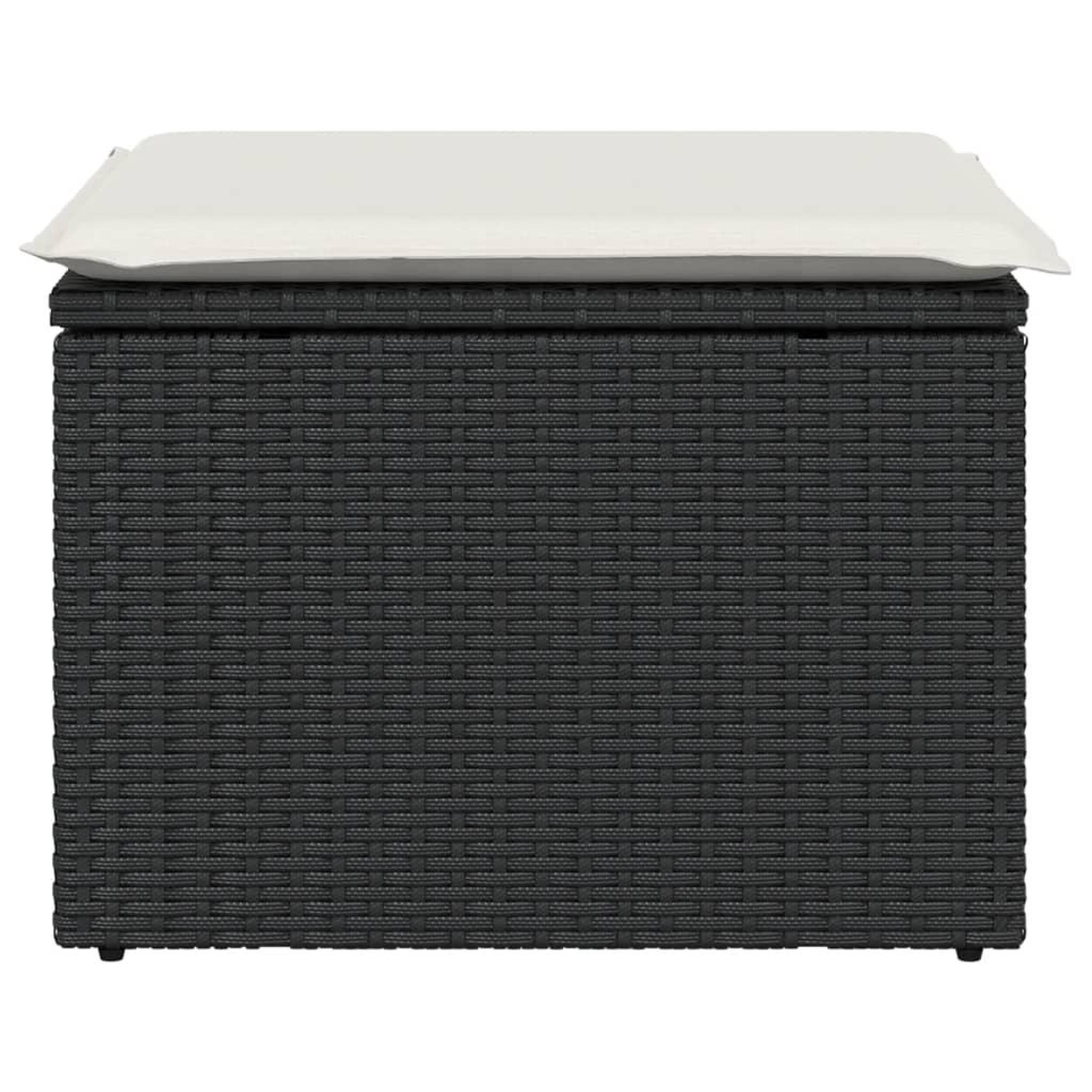 Voir la diapositive 4 : VIDAXL Tabouret de jardin avec coussin noir 55x55x37 cm resine tressee