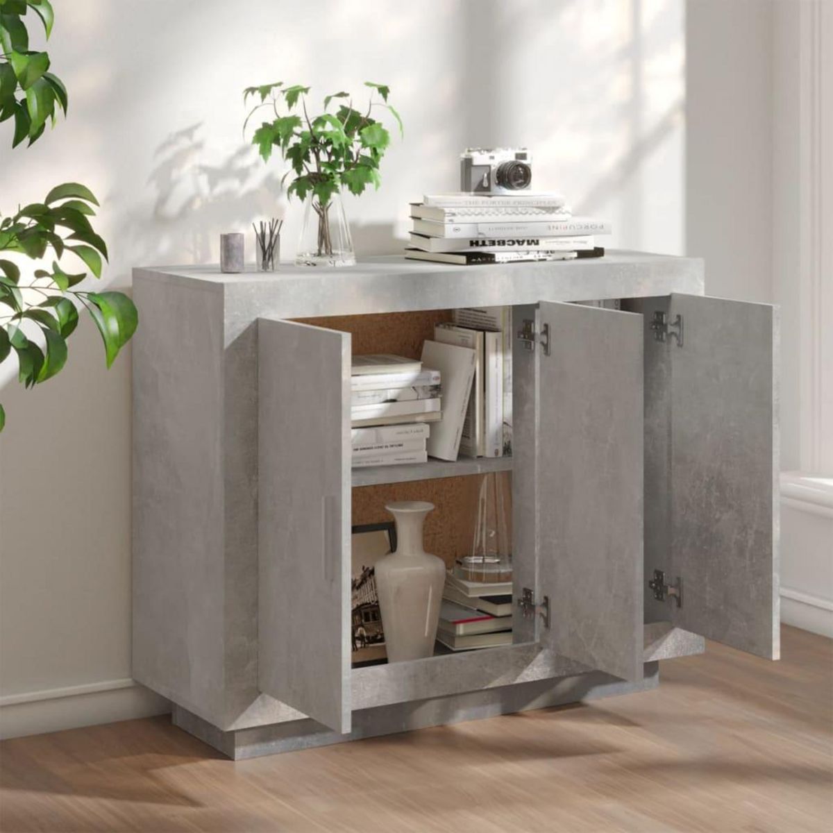 VIDAXL Buffet Gris beton 92x35x75 cm Bois d'ingenierie