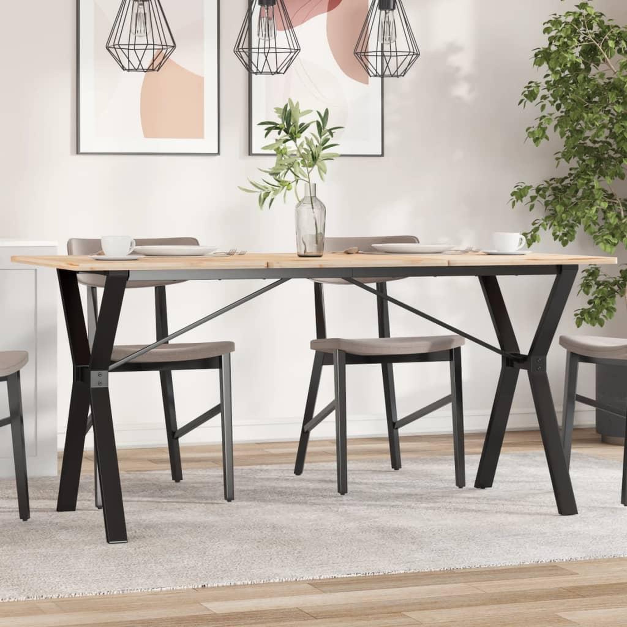 Voir la diapositive 3 : VIDAXL Pieds de table a manger cadre en Y 140x60x73 cm acier
