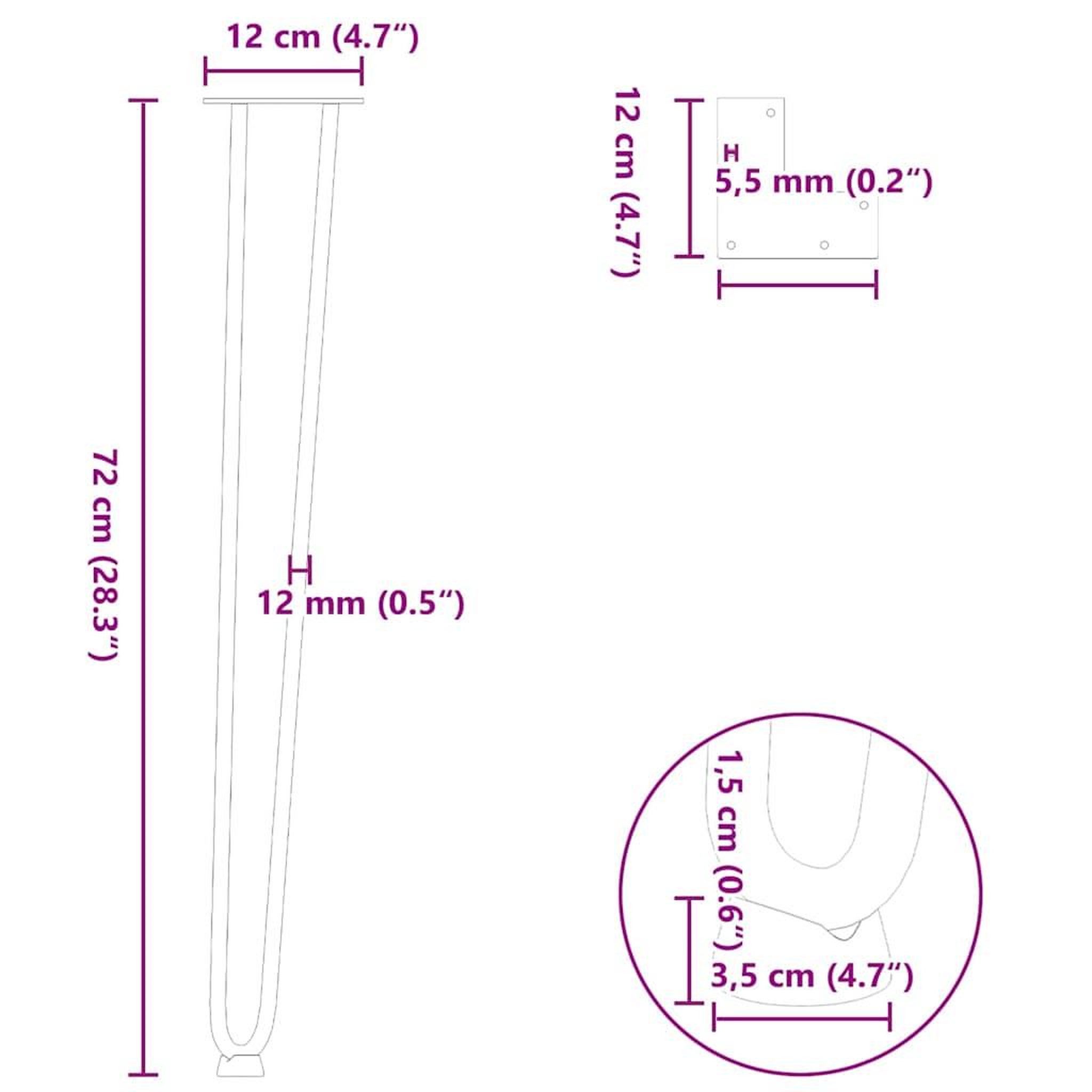 Voir la diapositive 6 : VIDAXL Pieds de table en forme d'epingle a cheveux 4 pcs anthracite