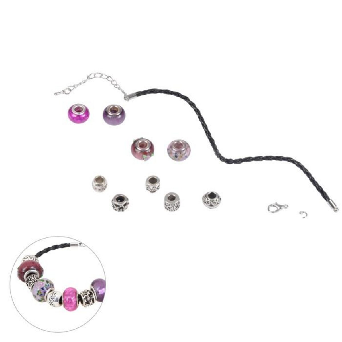 Paris Prix Kit Bracelet Mode  Charms  9cm Mauve