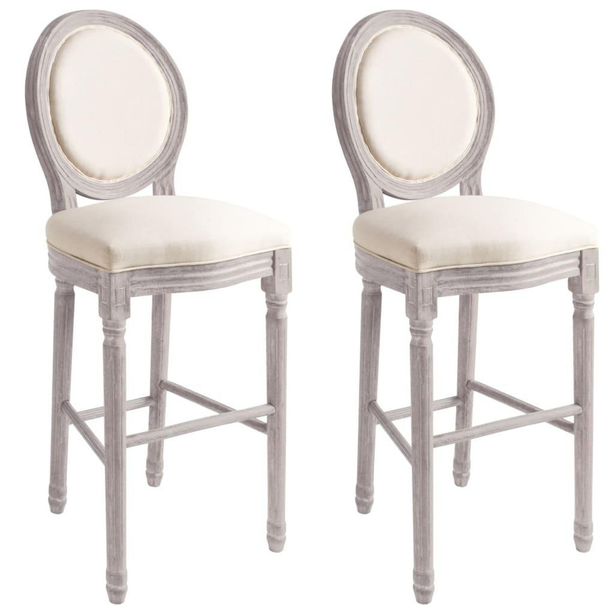 VIDAXL Tabourets de bar lot de 2 blanc lin