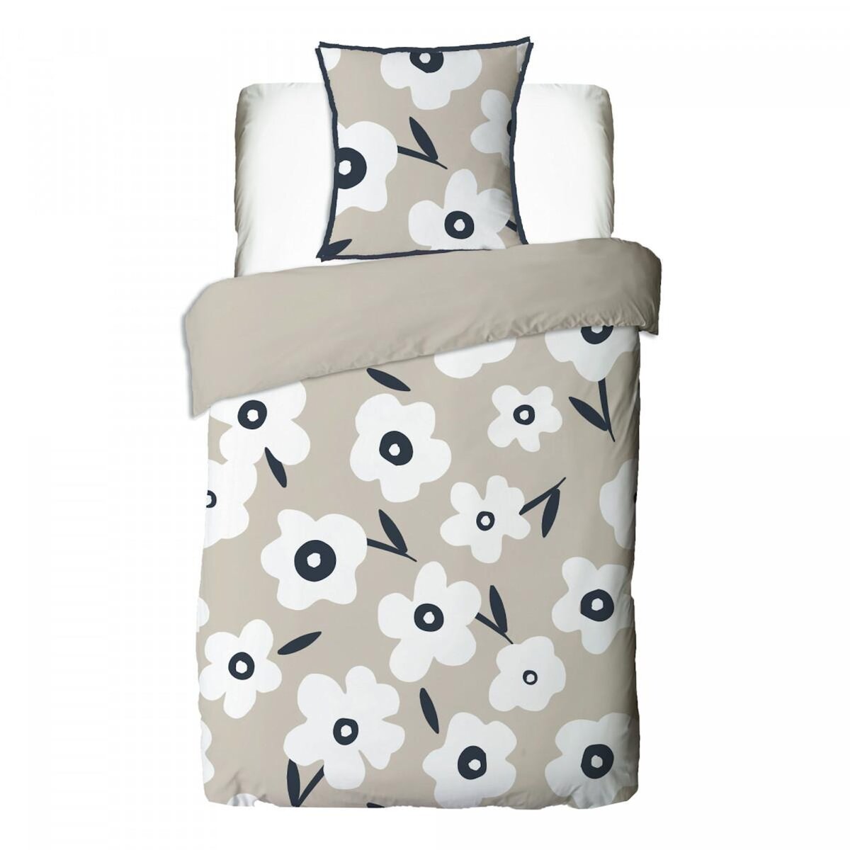 FUTURE HOME Parure de lit 1 personne en coton imprimé fleurs 140x200cm