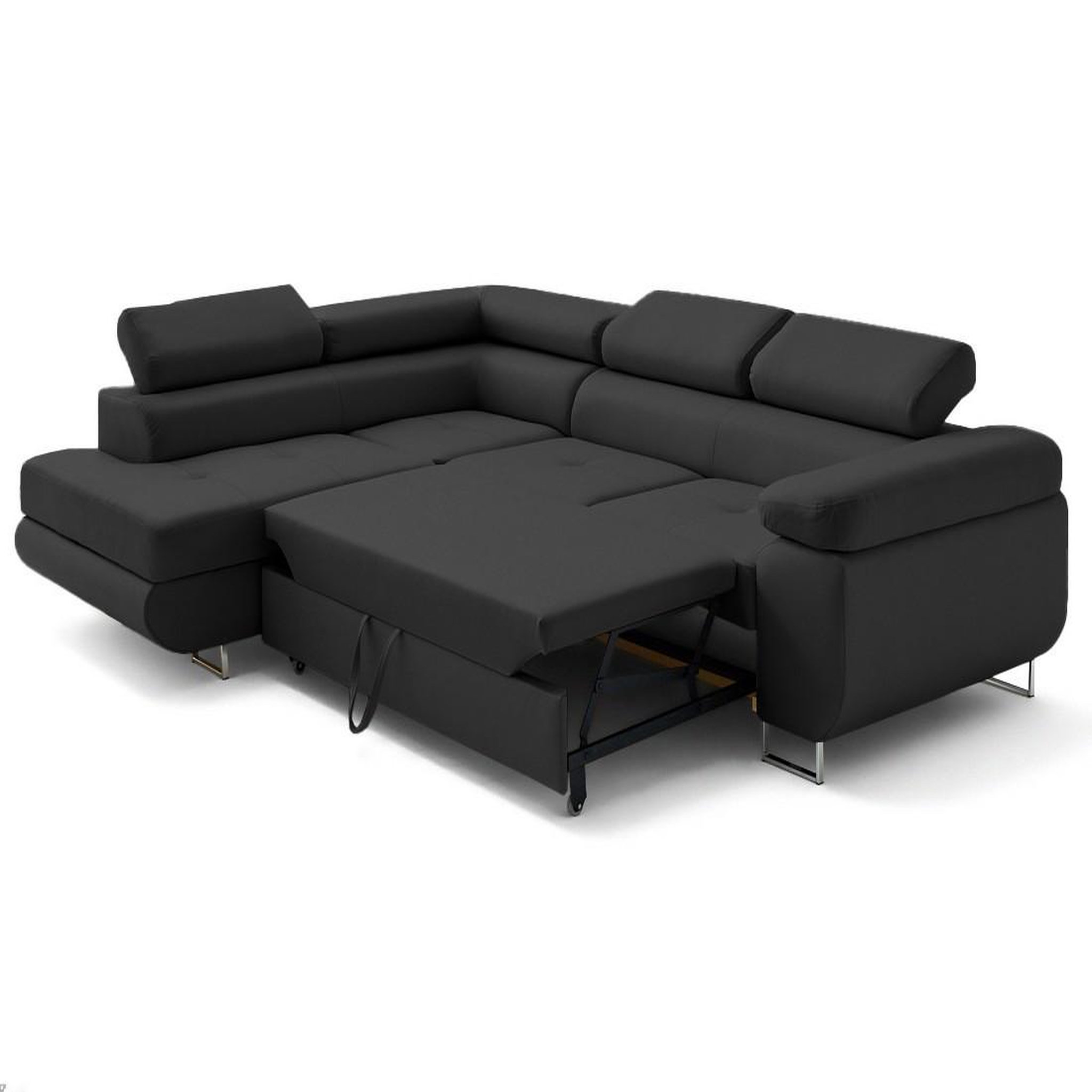 Voir la diapositive 5 : LISA DESIGN Zaria - canapé d'angle gauche 5 places convertible avec coffre et têtières en simili