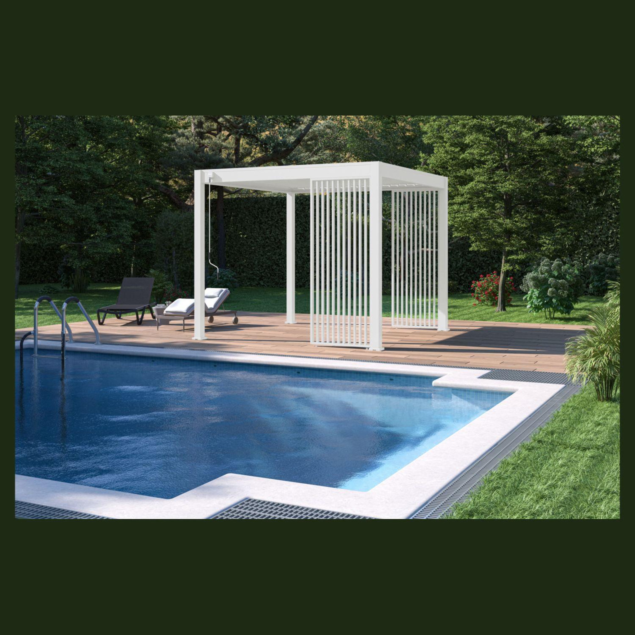 Panneau brise-vue Aluminium Pergola Bioclimatique OMBREA® - largeur 1 m - Blanc - ventelles verticales