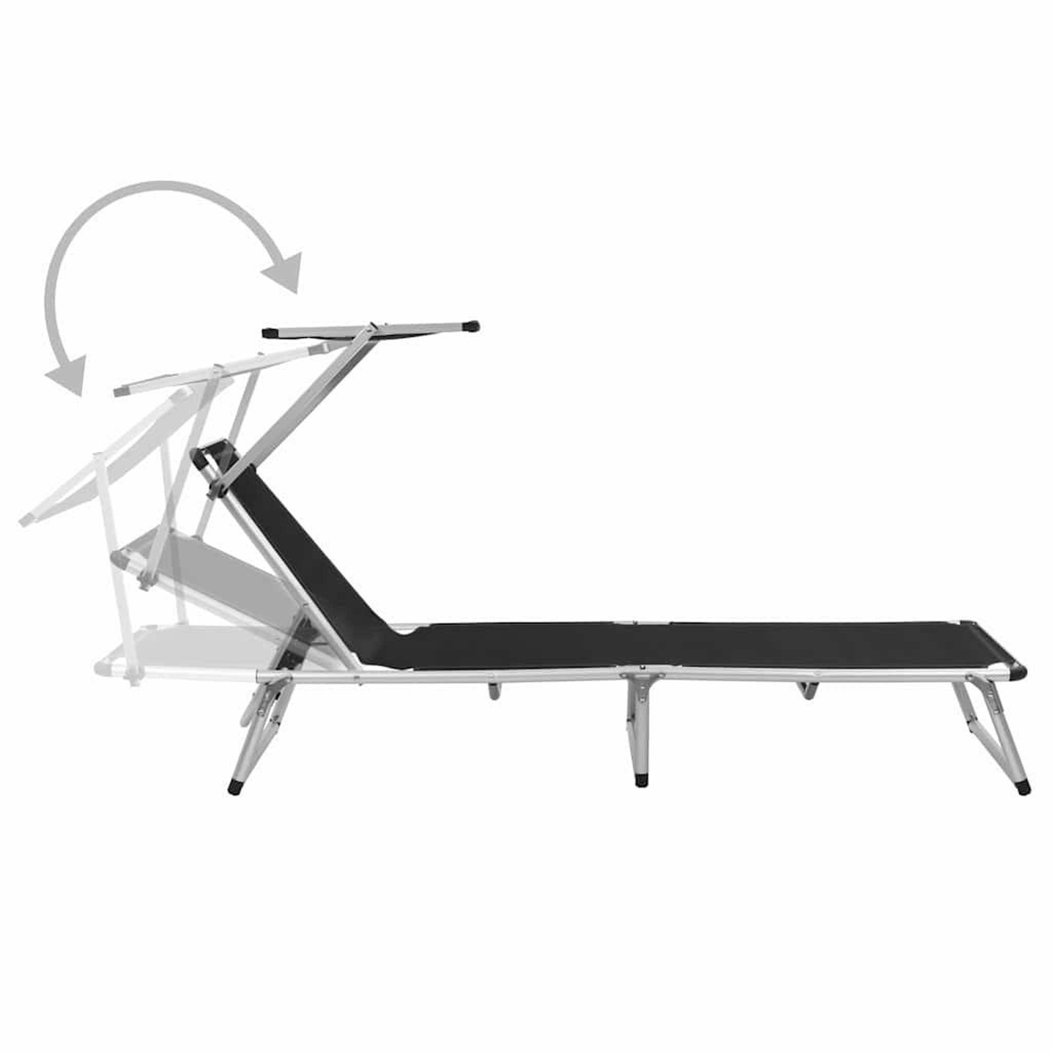 Voir la diapositive 5 : VIDAXL Chaises longues pliables et toit lot de 2 aluminium textilene