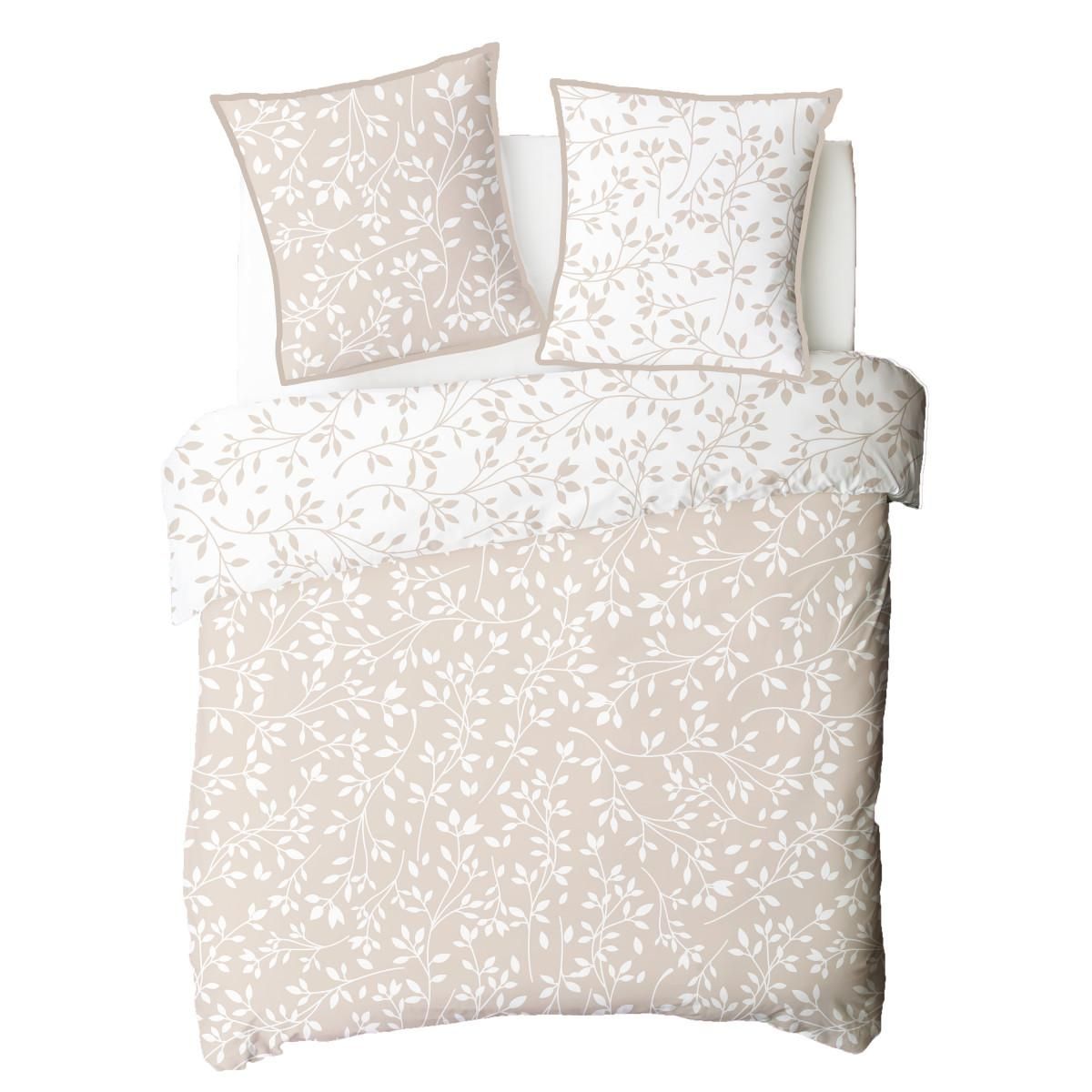 FUTURE HOME Parure de lit double feuillage en microfibre lavée