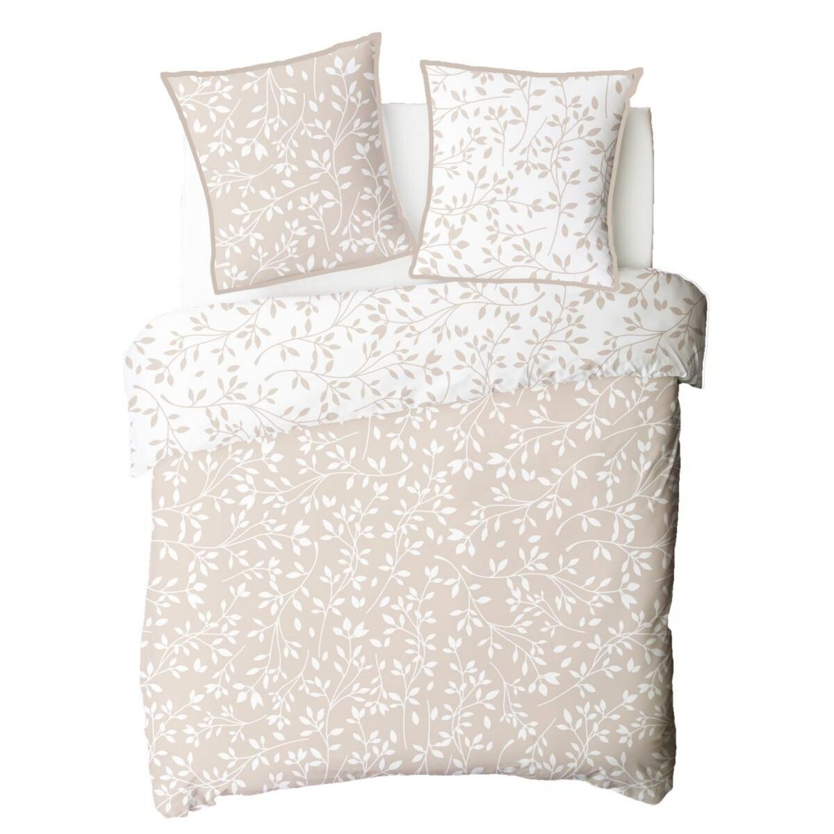 FUTURE HOME Parure de lit double feuillage en microfibre lavée