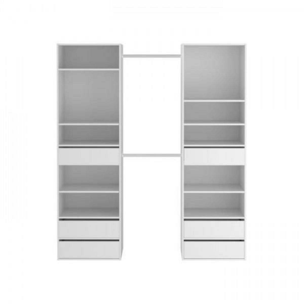 MARKET24 Kit dressing 2 colonnes - Décor blanc - 6 tiroirs - 2 barres de penderie - L 177 x P 48 x H 200,2 cm - COMBI