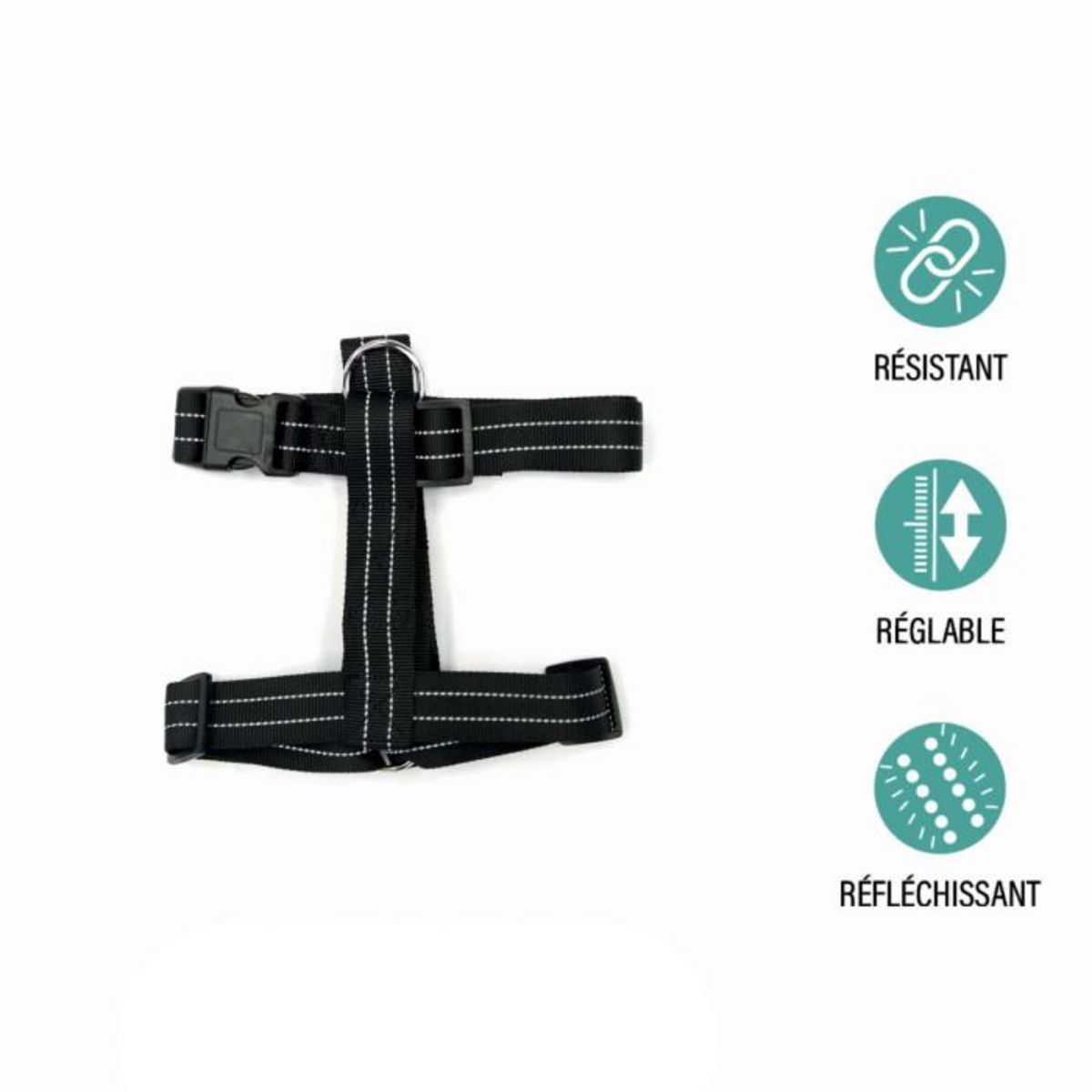 Paris Prix Harnais pour Chien  Coutures Réfléchissantes  90cm Noir