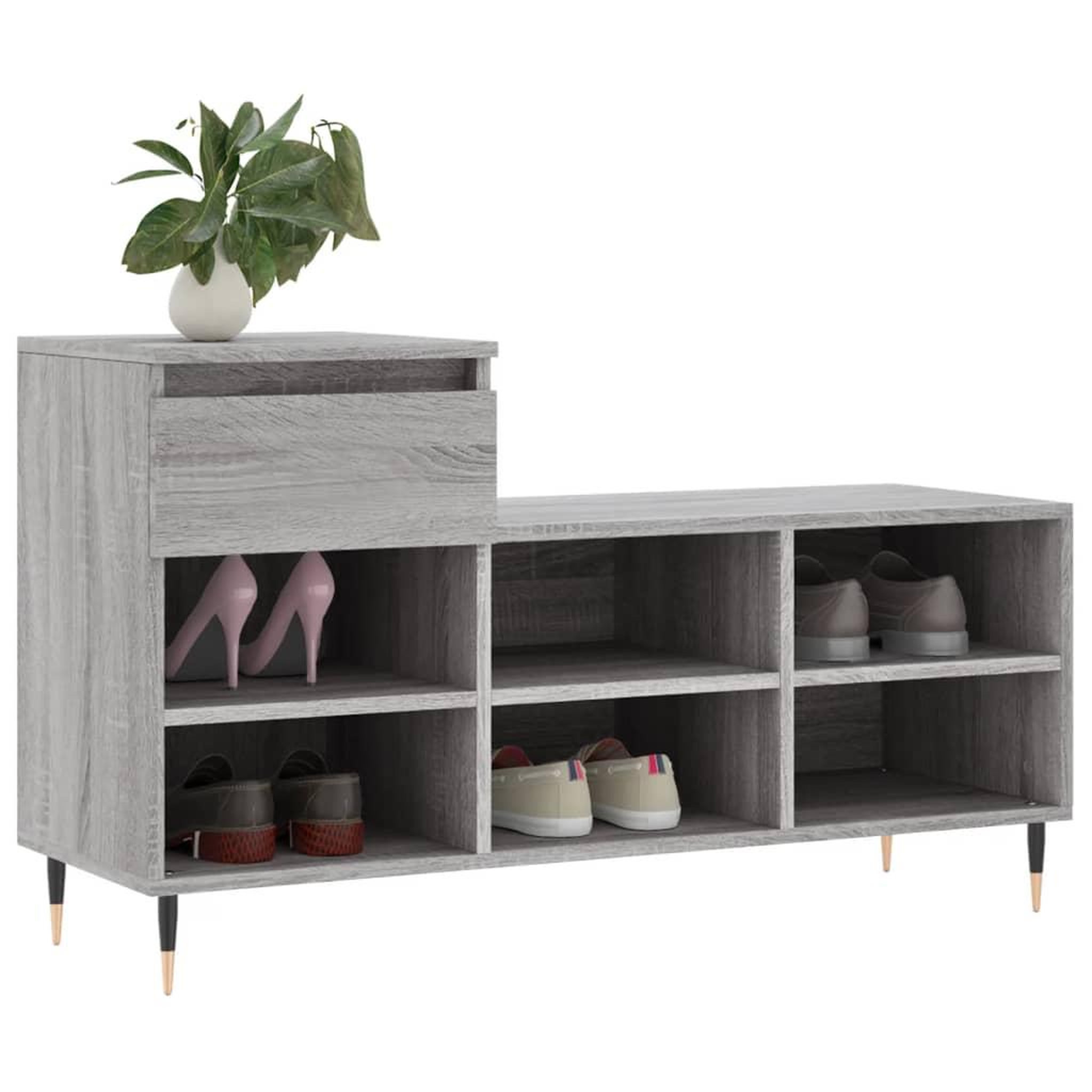 Voir la diapositive 3 : VIDAXL Armoire a chaussures Sonoma gris 102x36x60 cm Bois d'ingenierie