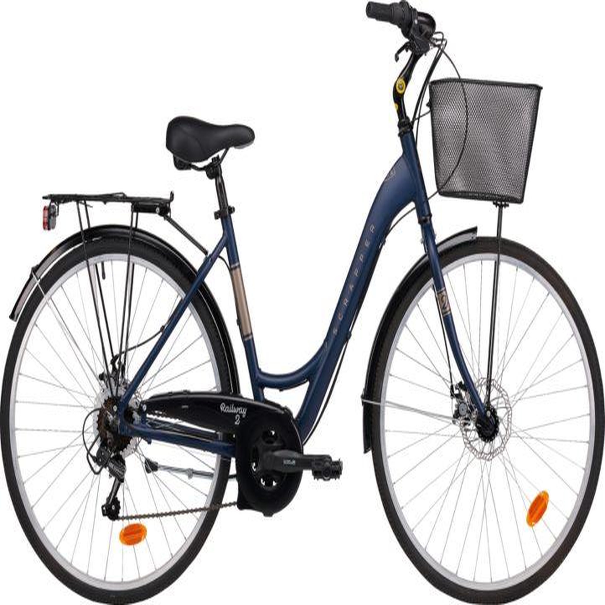 SCRAPPER Vélo VTC 28'' Ville Rigide Femme Alu  Scrapper Railway 2  - Taille M (1.60 m - 1.75 m) - 18 vitesses - Enjambement bas – Freins V-brake - Shimano -  Equipé City - Double freins à disque - Potence réglable Alu