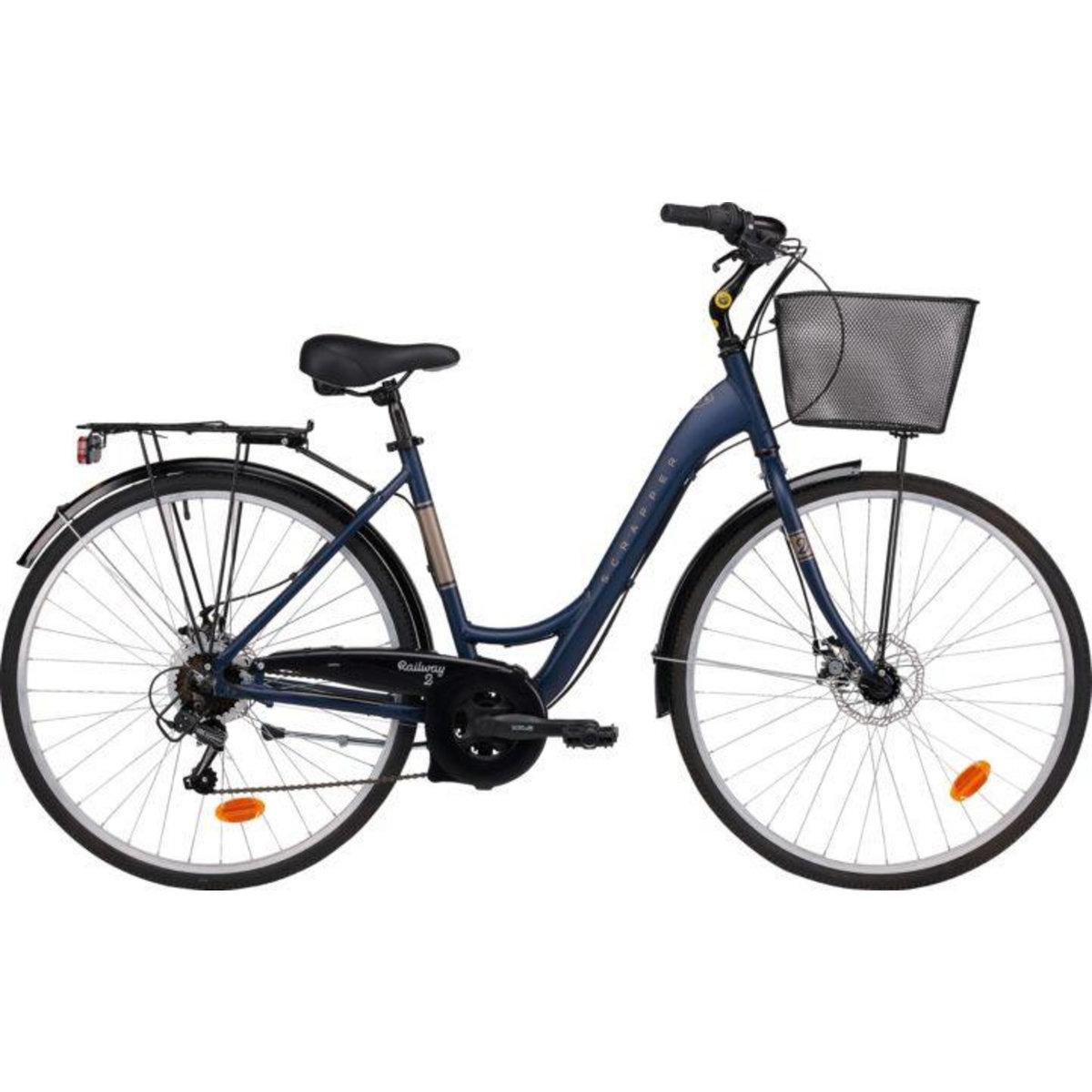 SCRAPPER Vélo VTC 28'' Ville Rigide Femme Alu  Scrapper Railway 2  - Taille M (1.60 m - 1.75 m) - 18 vitesses - Enjambement bas – Freins V-brake - Shimano -  Equipé City - Double freins à disque - Potence réglable Alu