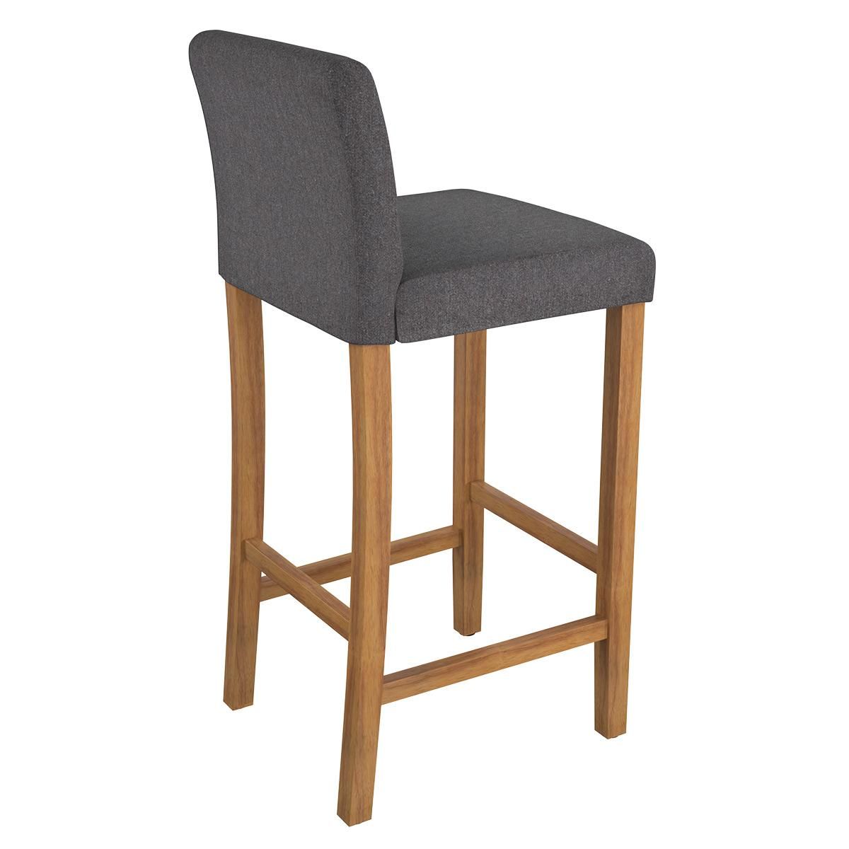 Rendez vous déco Lot de 2 chaises de bar en tissu gris foncé et pieds en bois 75 cm - Havane