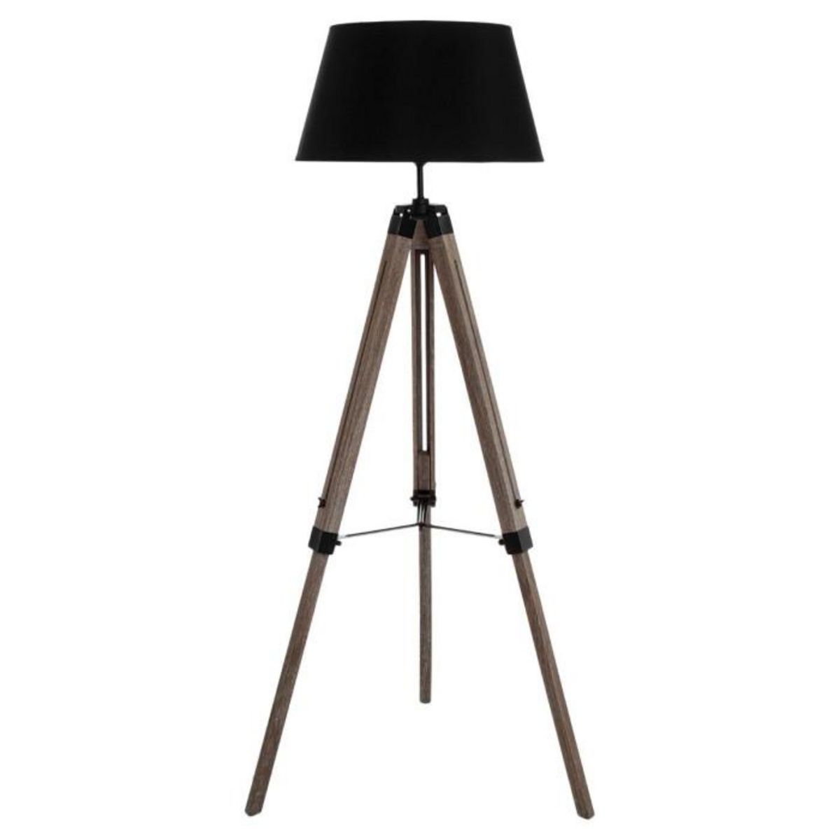 ATMOSPHERA Lampadaire Trépied Bois  Runo  145cm Noir