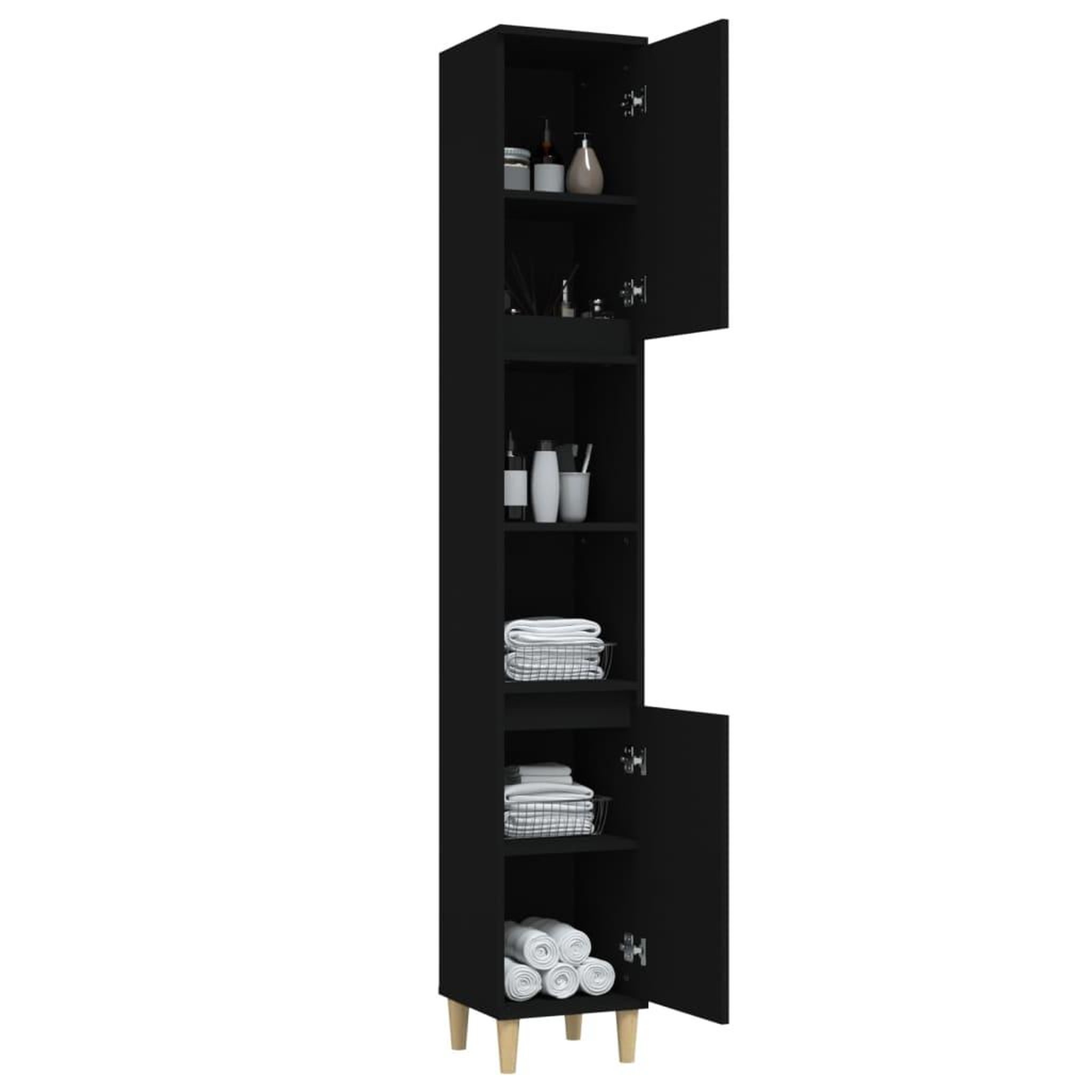 Voir la diapositive 5 : VIDAXL Armoire de salle de bain noir 30x30x190 cm bois d'ingenierie