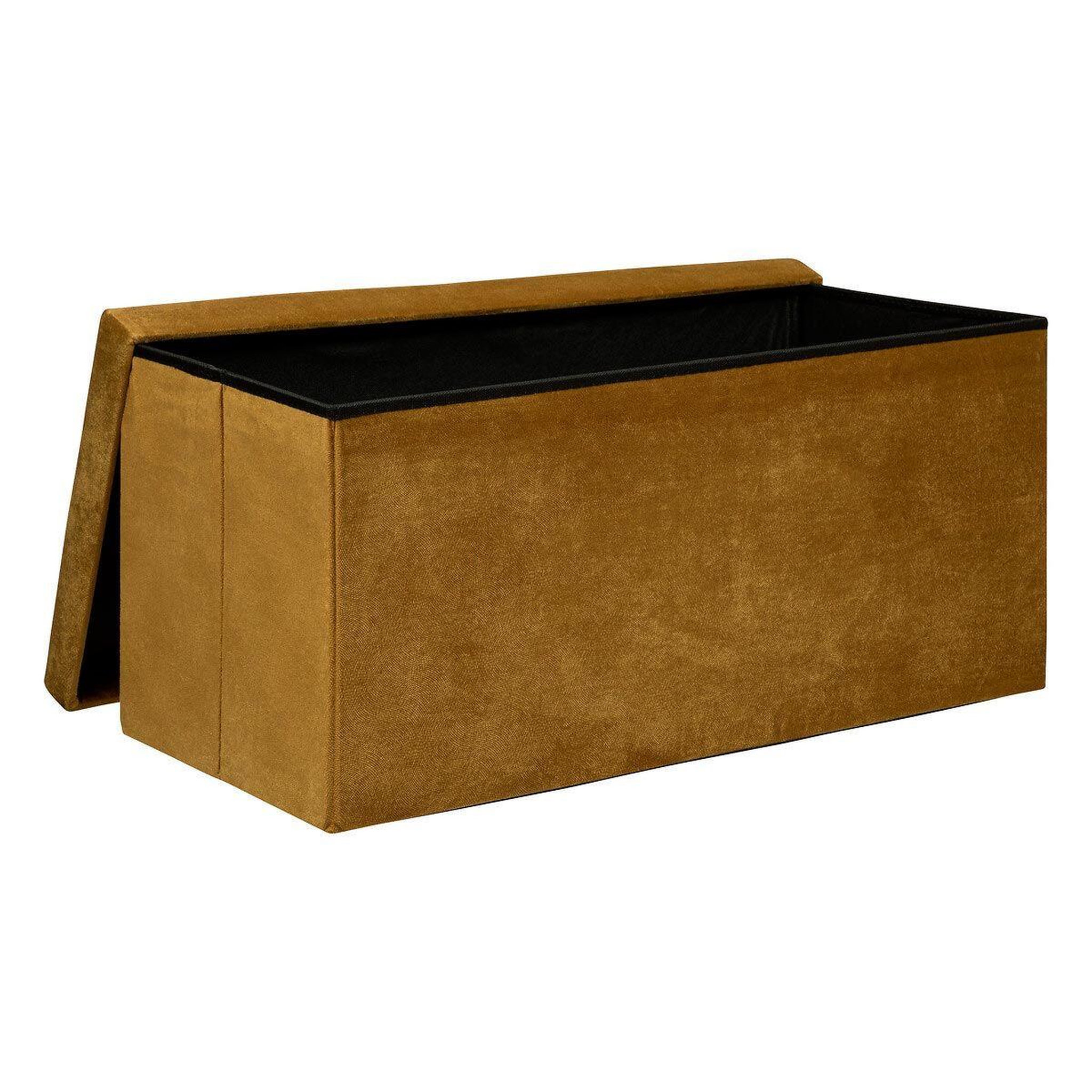 Voir la diapositive 2 : ATMOSPHERA Banquette coffre pliable en velours  lilou  76cm ocre