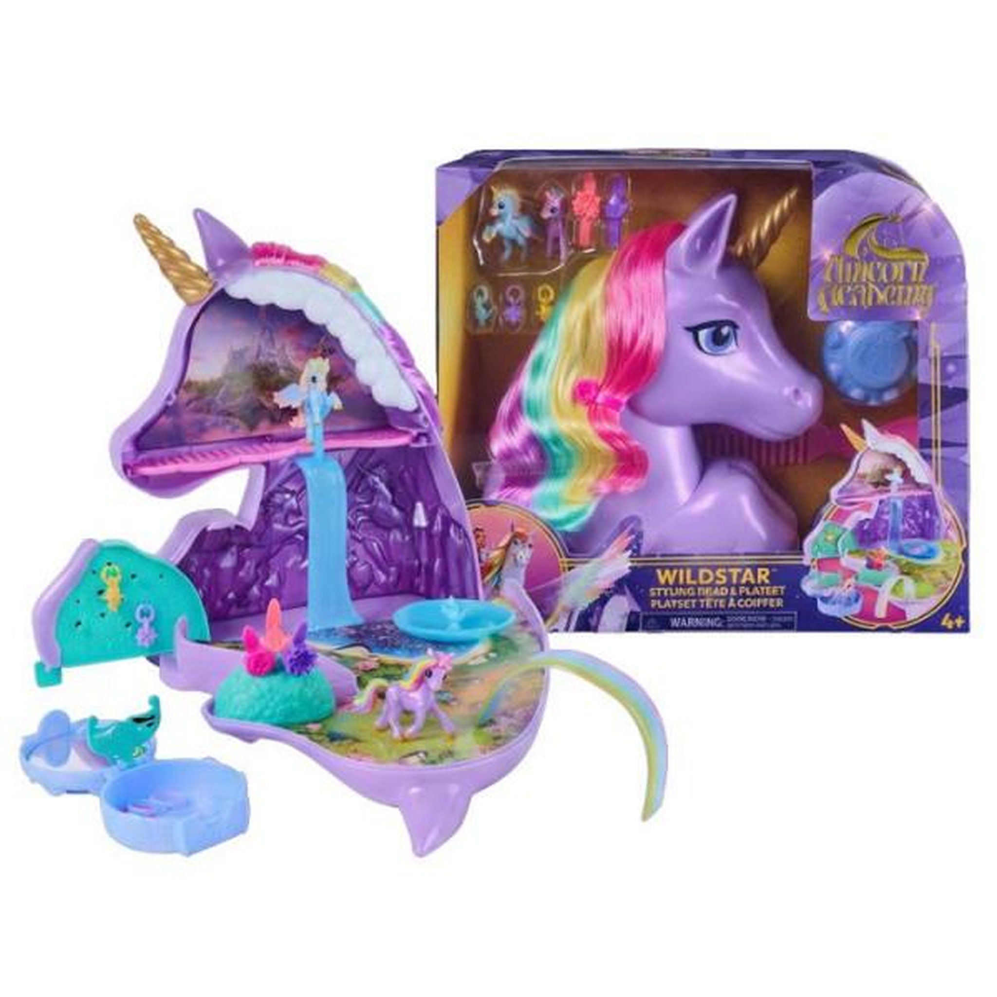 SPIN MASTER Tete a coiffer 2 en 1 Licorne Wildstar - Unicorn Academy - Se transforme en playset - SPIN MASTER - A partir De 4 Ans