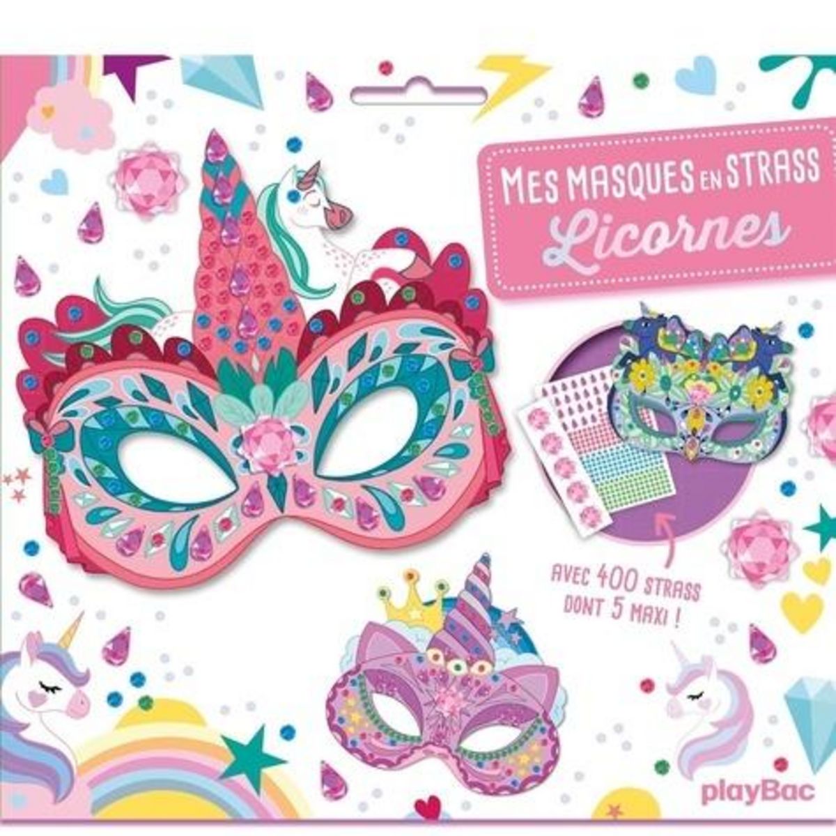 MES MASQUES EN STRASS LICORNES. AVEC 400 STRASS DONT 5 MAXI !, Lili la Baleine