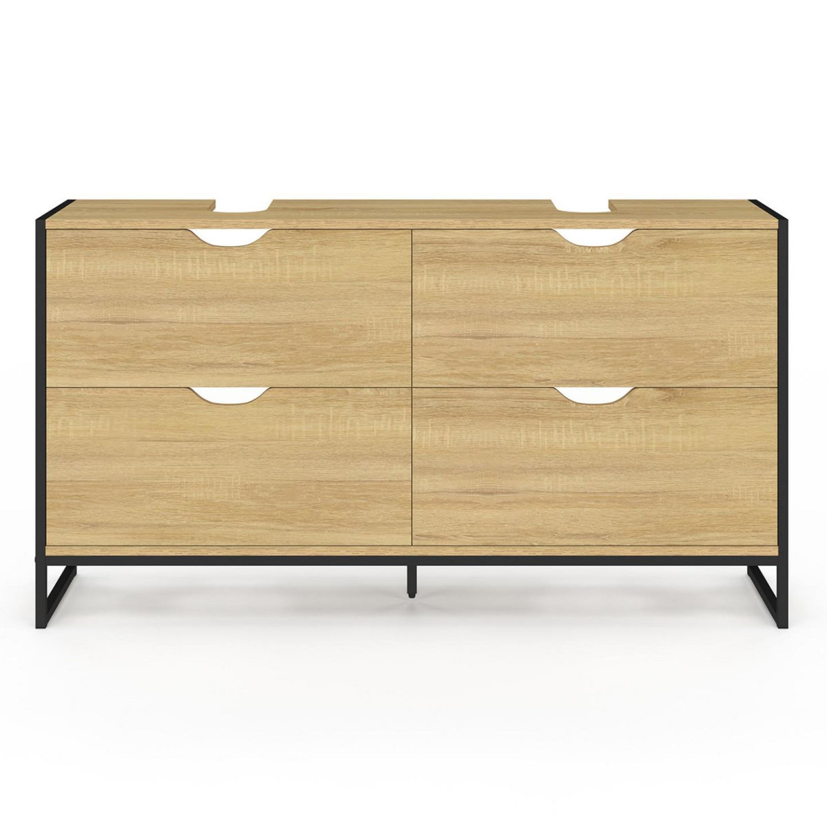 ID MARKET Meuble double vasque salle de bain DETROIT 4 tiroirs design industriel