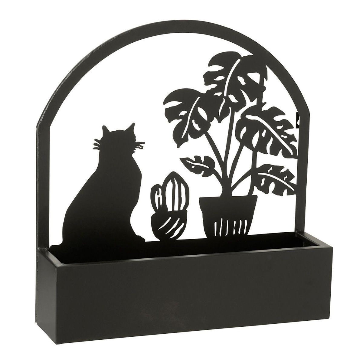 Paris Prix Jardinière Murale en Métal  Chat  50cm Noir