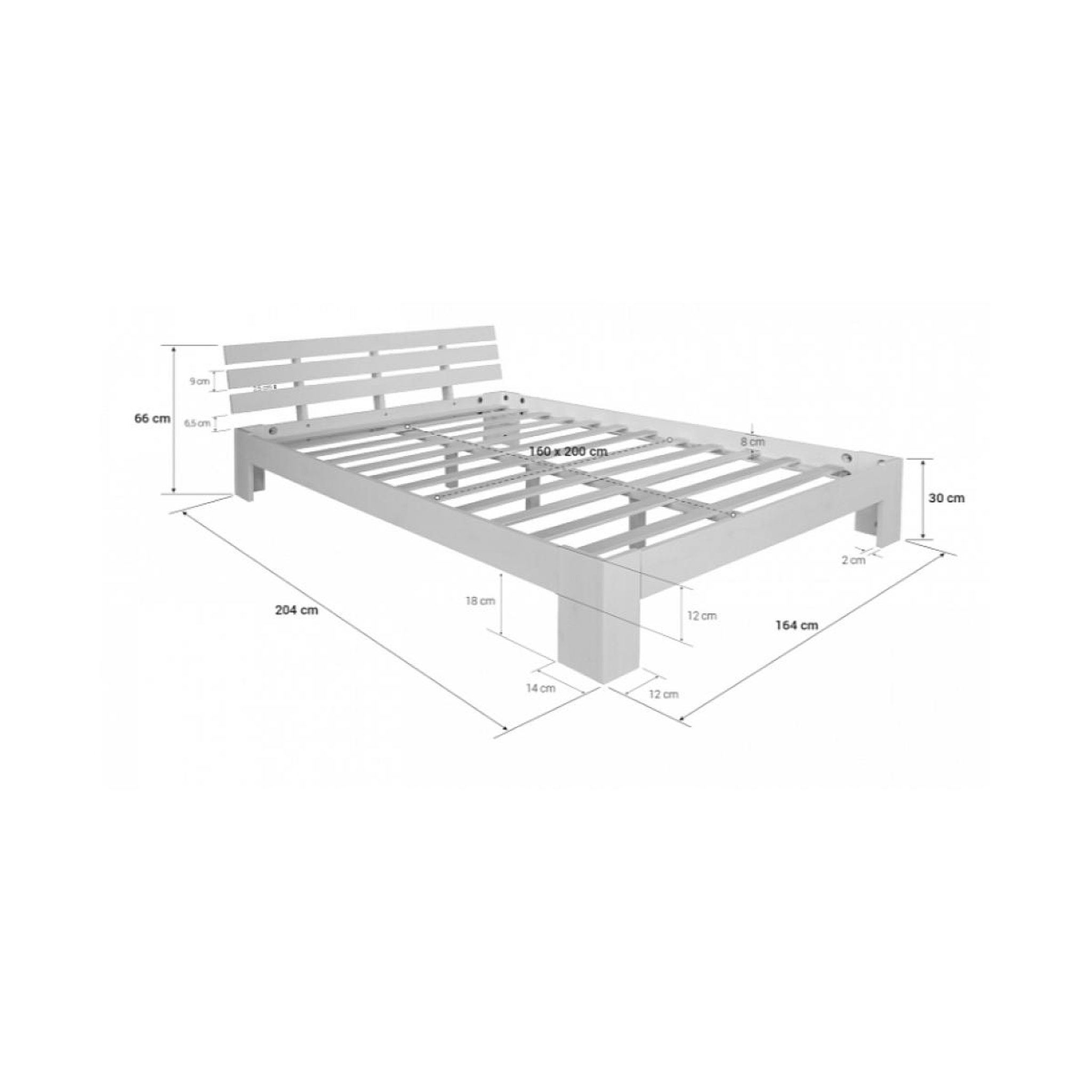Voir la diapositive 2 : HomeStyle4U Lit double en bois futon 160x200 bois naturel