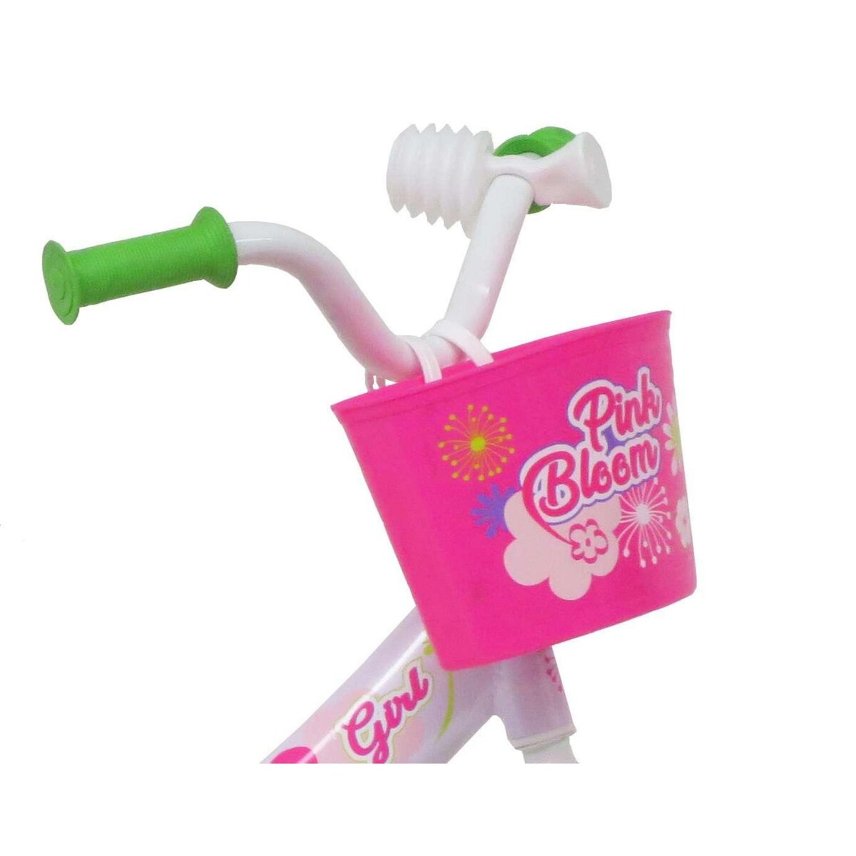 Vélo enfant - Modèle 10'' Fille Pink Bloom pour enfant de 75/90 cm avec stabilisateurs à molettes - Panier avant et roues batons