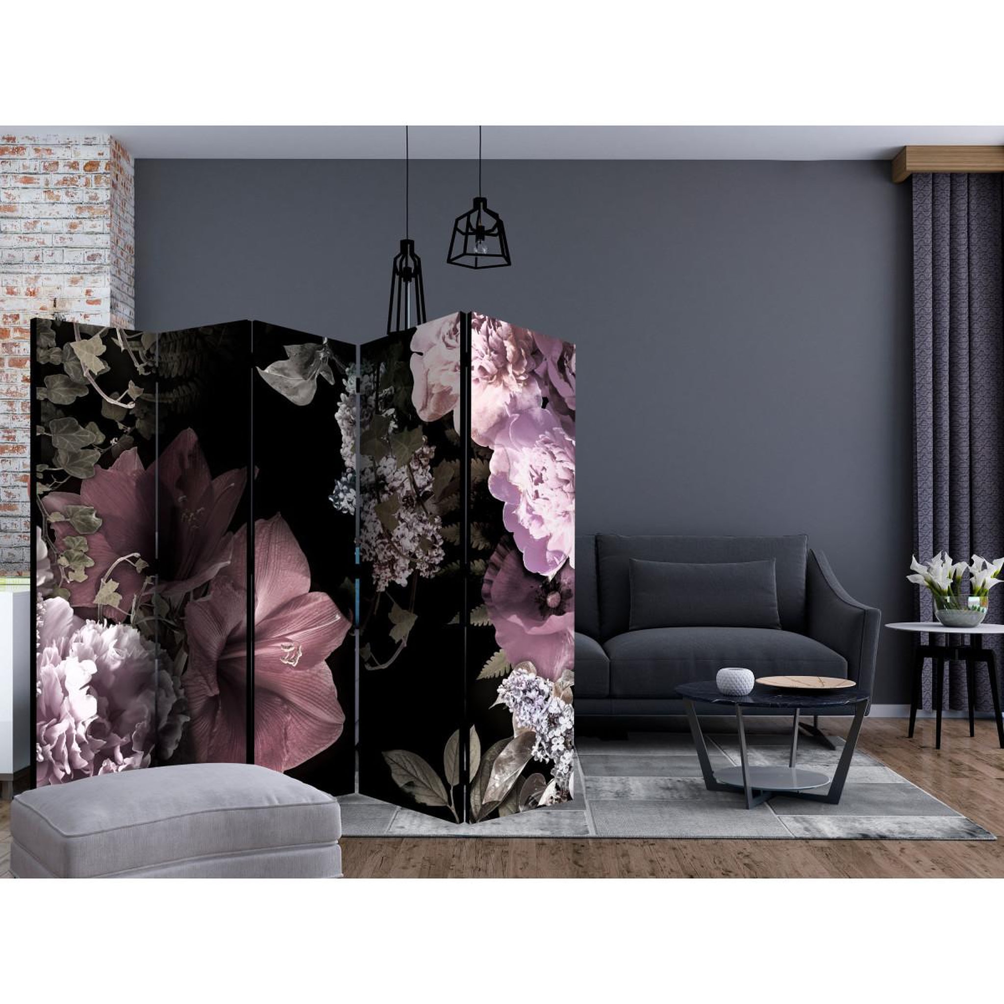 Voir la diapositive 2 : Paris Prix Paravent 5 volets  flowers from the past  172x225cm