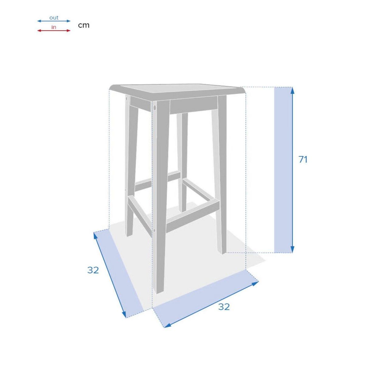 HESPERIDE Lot de 2 tabourets haut de jardin Tiwi en acacia - Beige