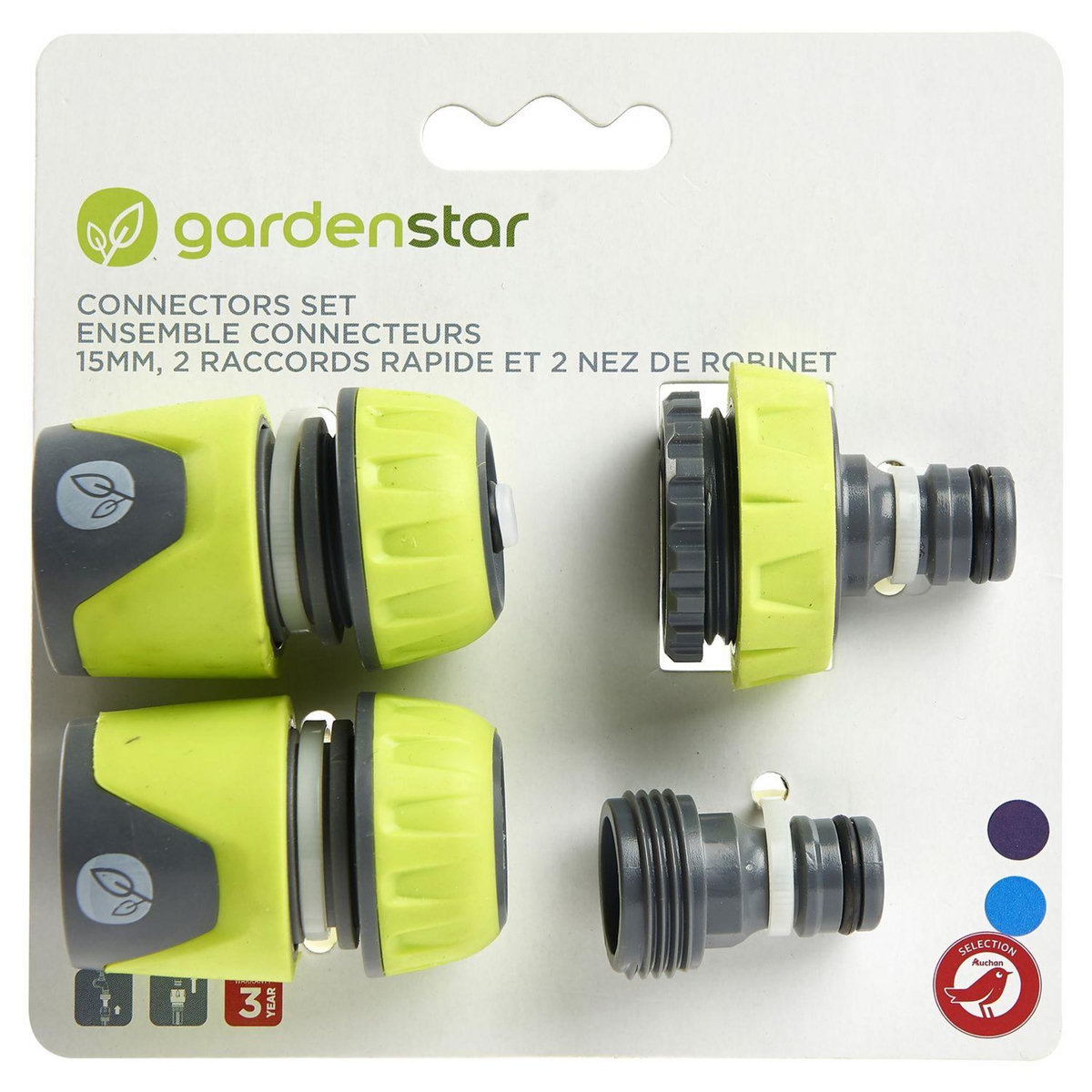 GARDENSTAR Ensemble 4 raccords - D15mm